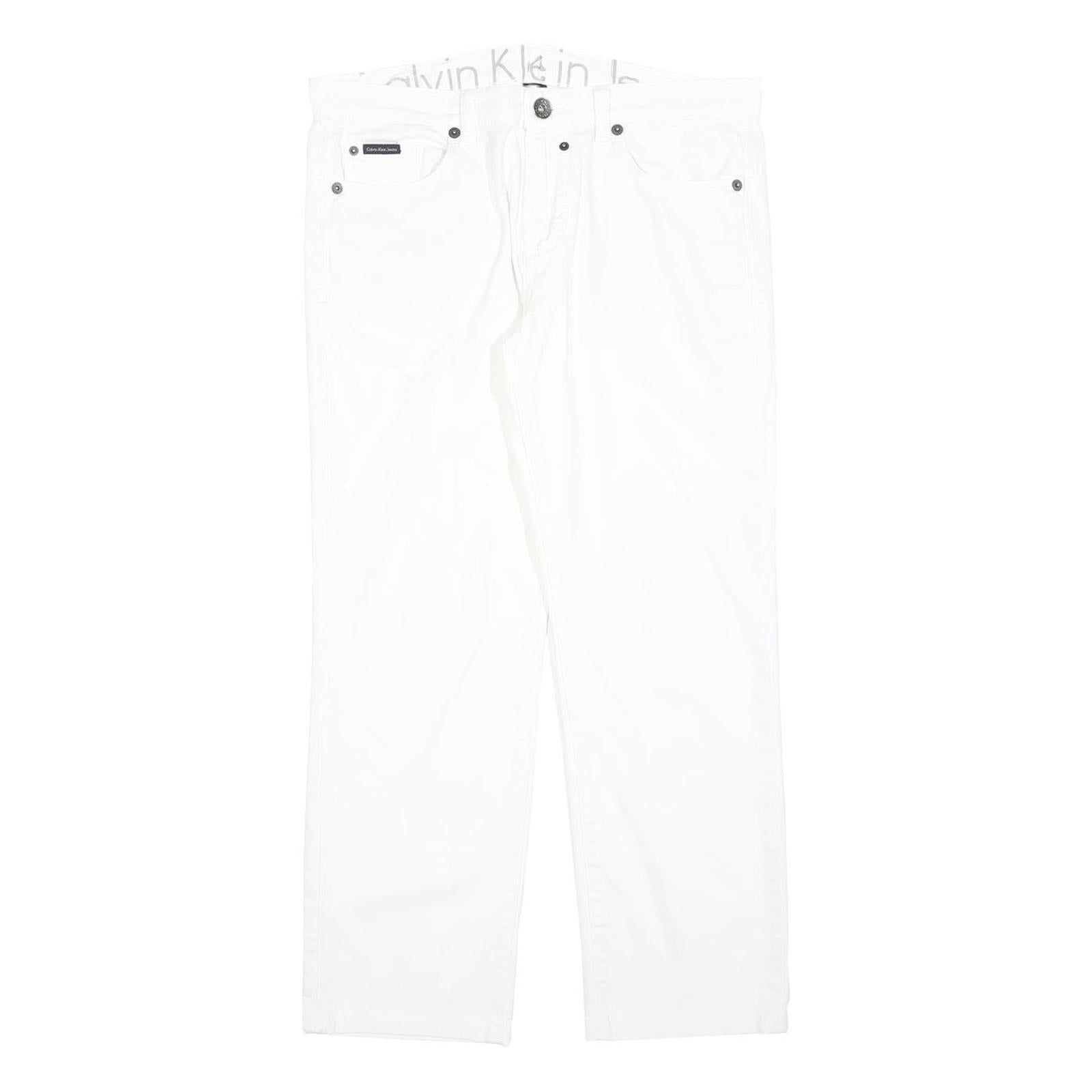 CALVIN KLEIN JEANS Womens White Regular Straight Denim W34 L28 Zip Cotton Blend Refurbished - N/A refurbished available on Cerqular