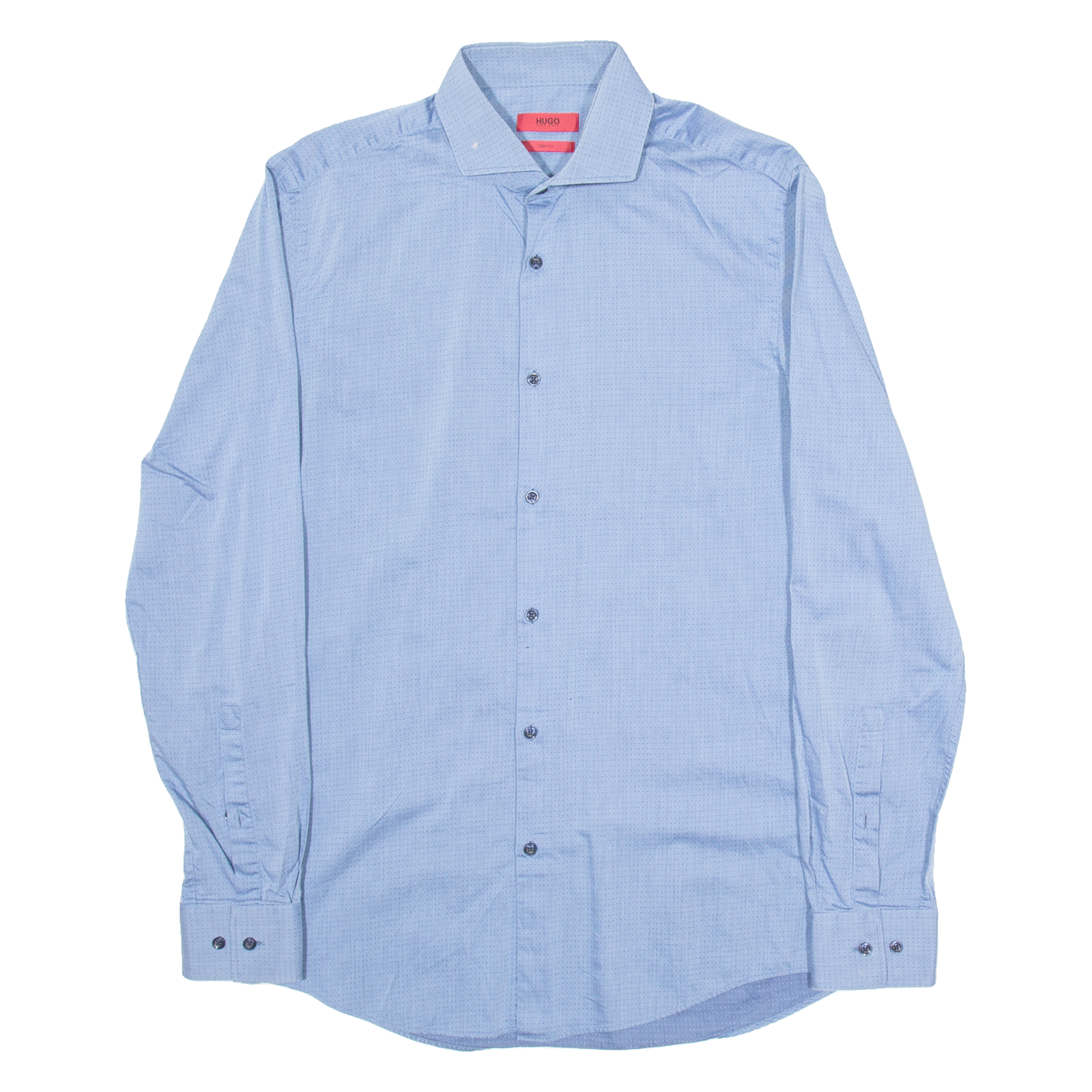 HUGO Slim Fit Mens Shirt Blue Spotted Long Sleeve M Refurbished - N/A refurbished available on Cerqular