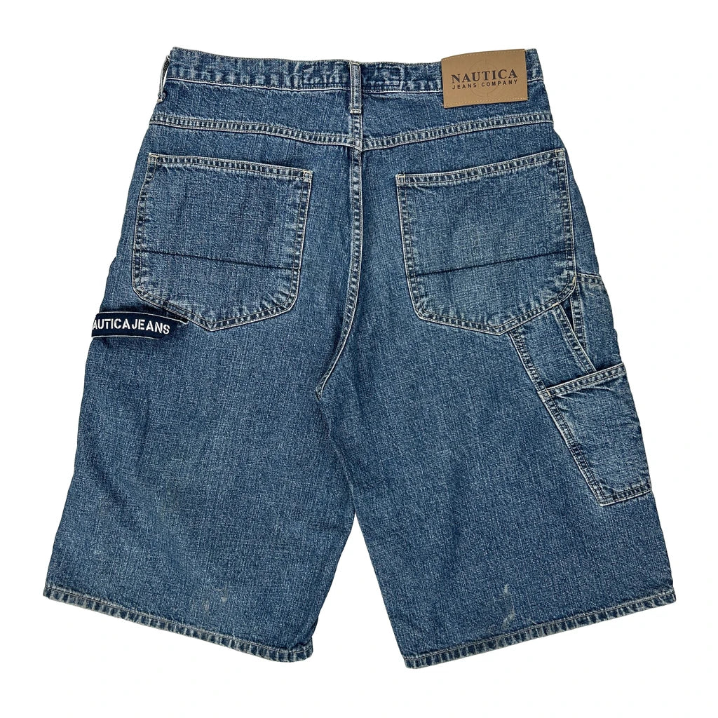 Nautica Cargo Denim Shorts - 31W 10L Blue Denim Refurbished - Thrifted (note: this is a term often used to describe second- refurbished available on Cerqular