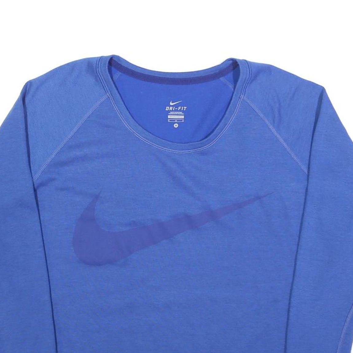NIKE Womens Blue Sweatshirt Crew Neck M Cotton Blend Lightweight Sportswear Refurbished - N/A refurbished available on Cerqular
