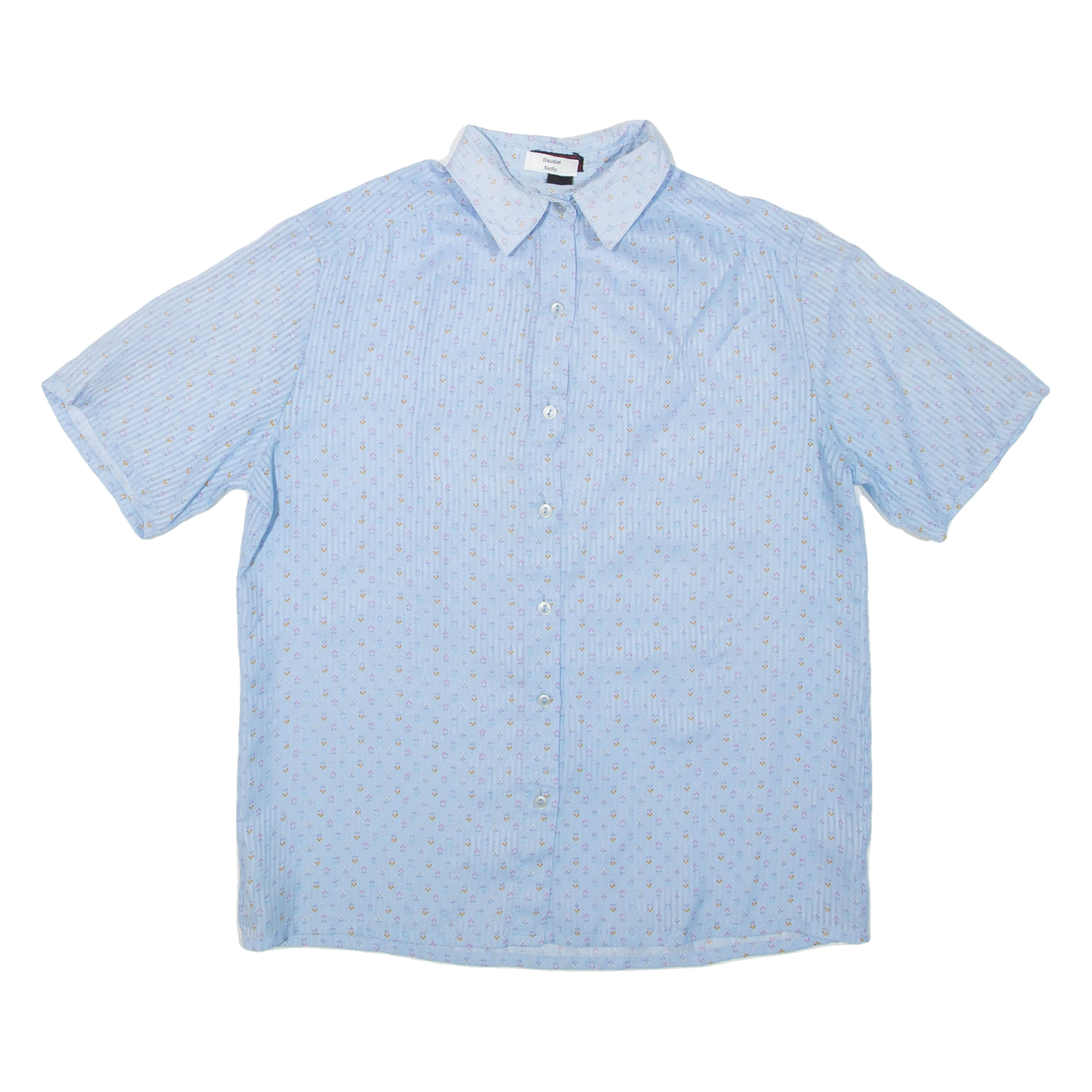 Womens Printed Shirt Blue Collared Floral M Refurbished - N/A refurbished available on Cerqular
