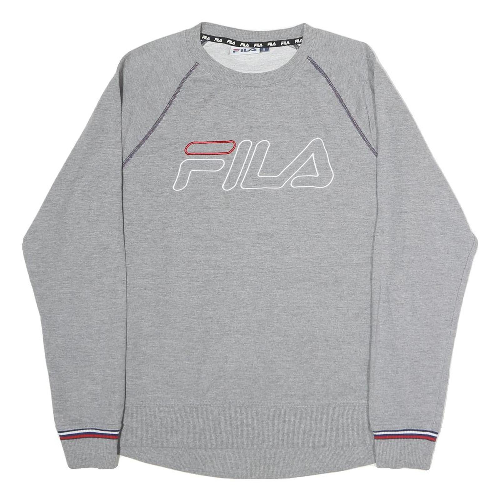 FILA Mens Grey Crew Neck M Cotton Sweatshirt Casual Pullover Logo Embroidered Refurbished - N/A refurbished available on Cerqular