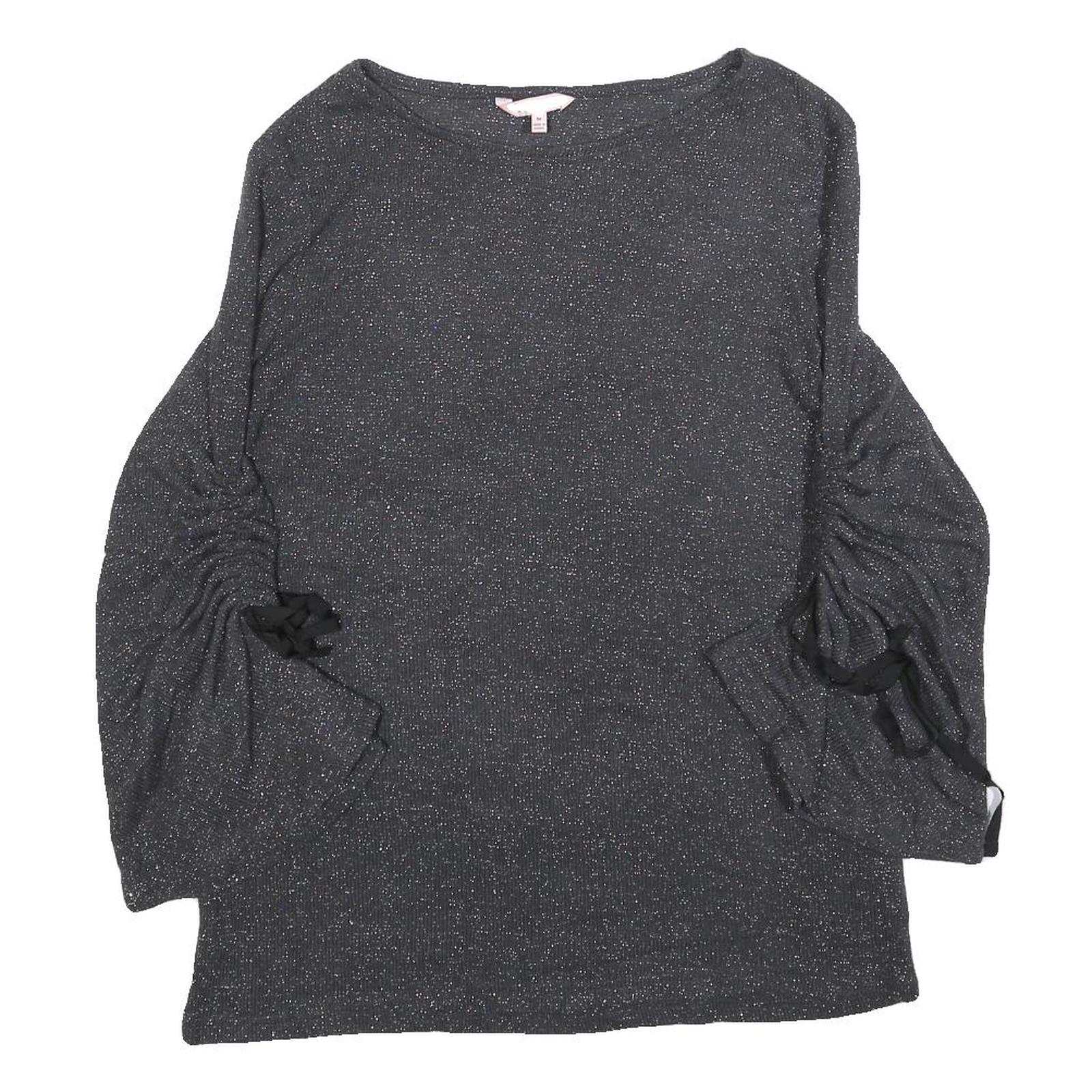 JUICY COUTURE Womens Black Sparkle Plain Crew Neck Chunky Knit M Jumper Refurbished - N/A refurbished available on Cerqular