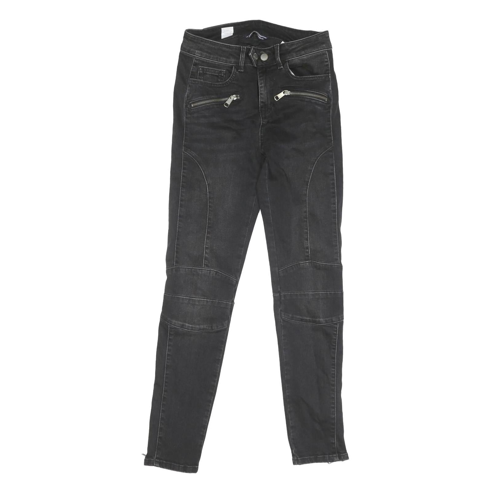 TOMMY HILFIGER Womens Black Regular Skinny Denim Raw W27 L29 Zip Pocket Jeans Refurbished - N/A refurbished available on Cerqular