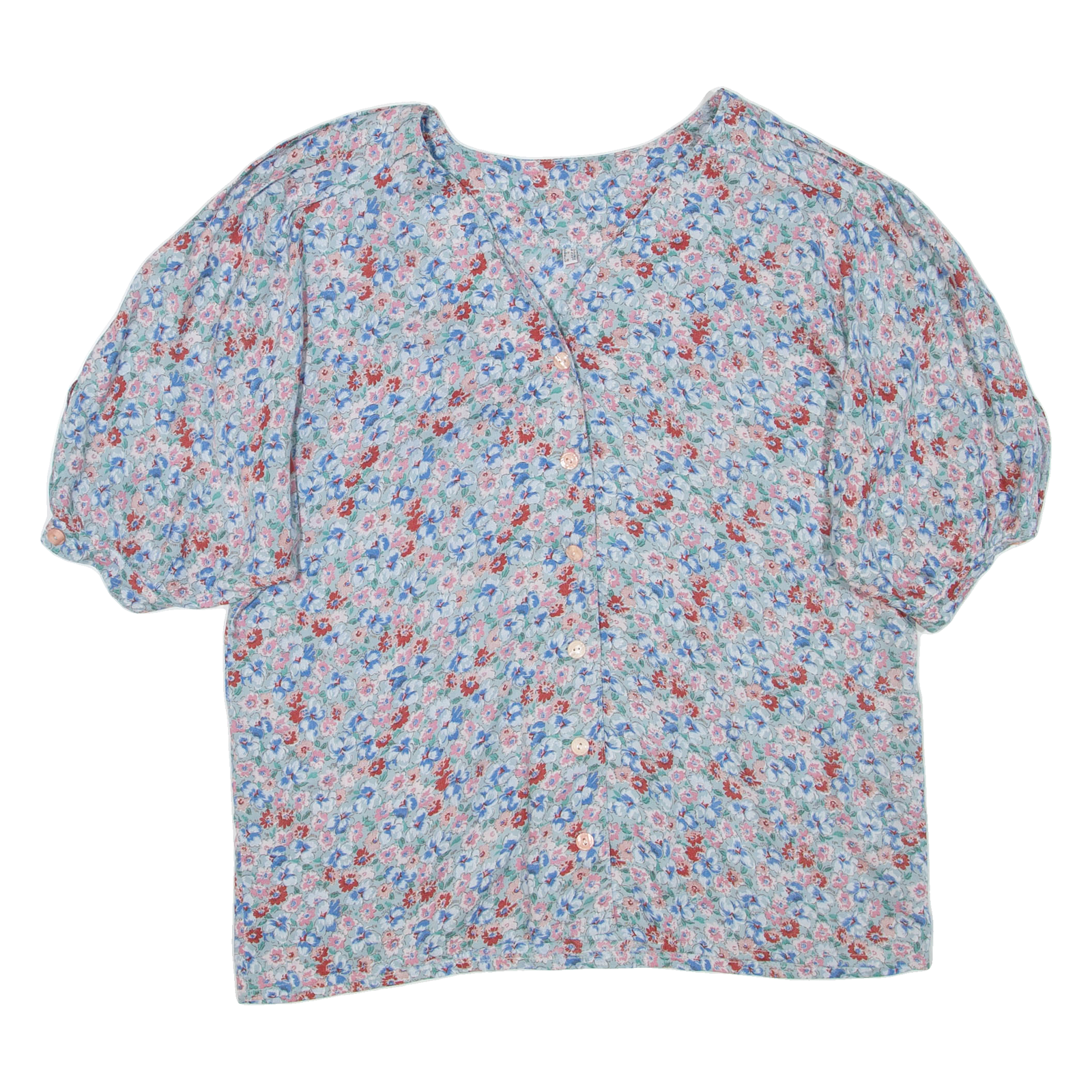 Womens Printed Top Blue V-Neck Floral UK 14 Refurbished - N/A refurbished available on Cerqular