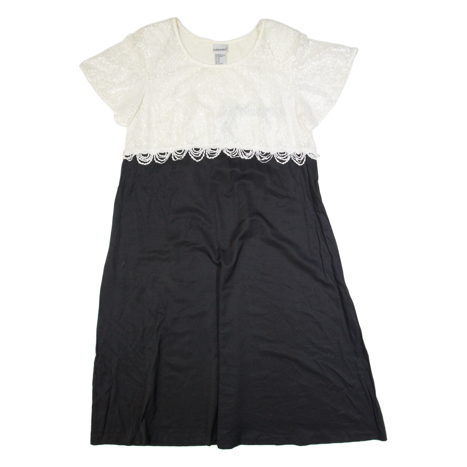 FASHION BUG Womens A-Line Dress Black 90s Short Sleeve Long XL Refurbished - N/A refurbished available on Cerqular