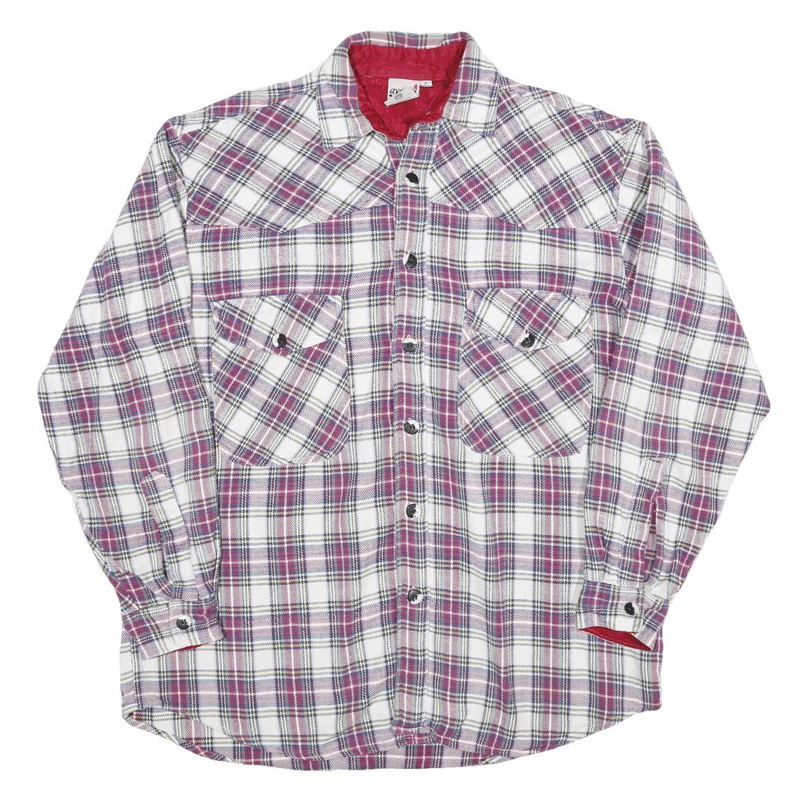 Mens White & Maroon Check Cotton Blend Shirt M Long Sleeve Casual Button Front Refurbished - N/A refurbished available on Cerqular