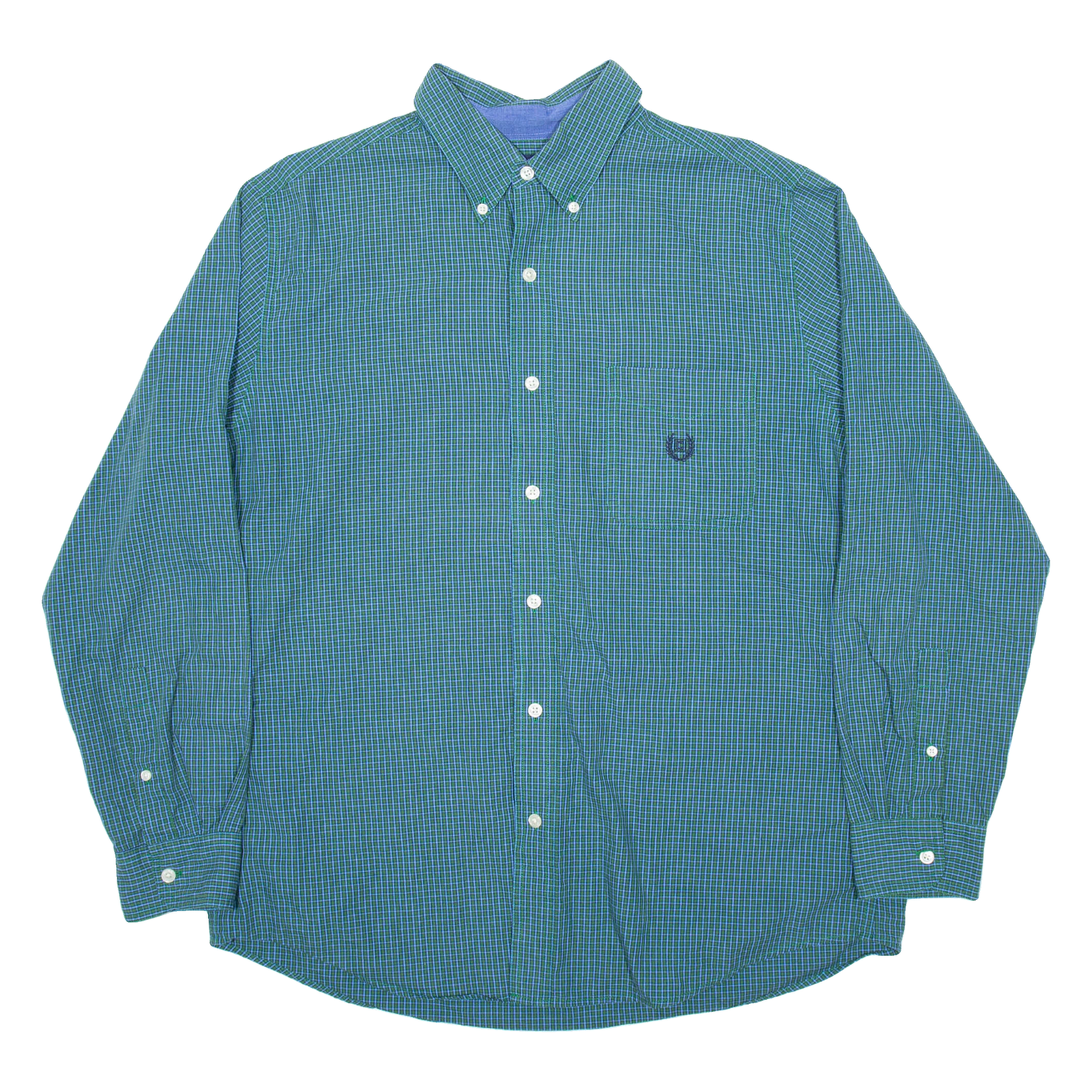 CHAPS Mens Shirt Blue Check Long Sleeve L Refurbished - N/A refurbished available on Cerqular