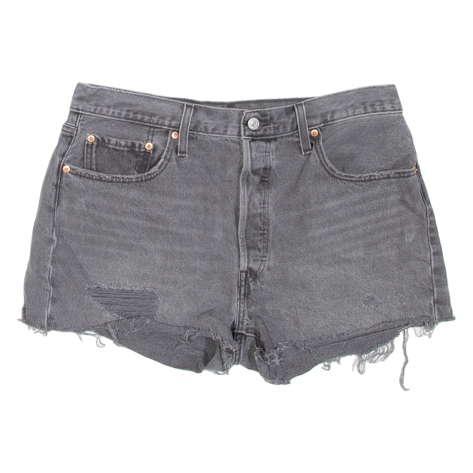 LEVI'S 501 Distressed Womens Denim Shorts Grey L W34 Refurbished - N/A refurbished available on Cerqular