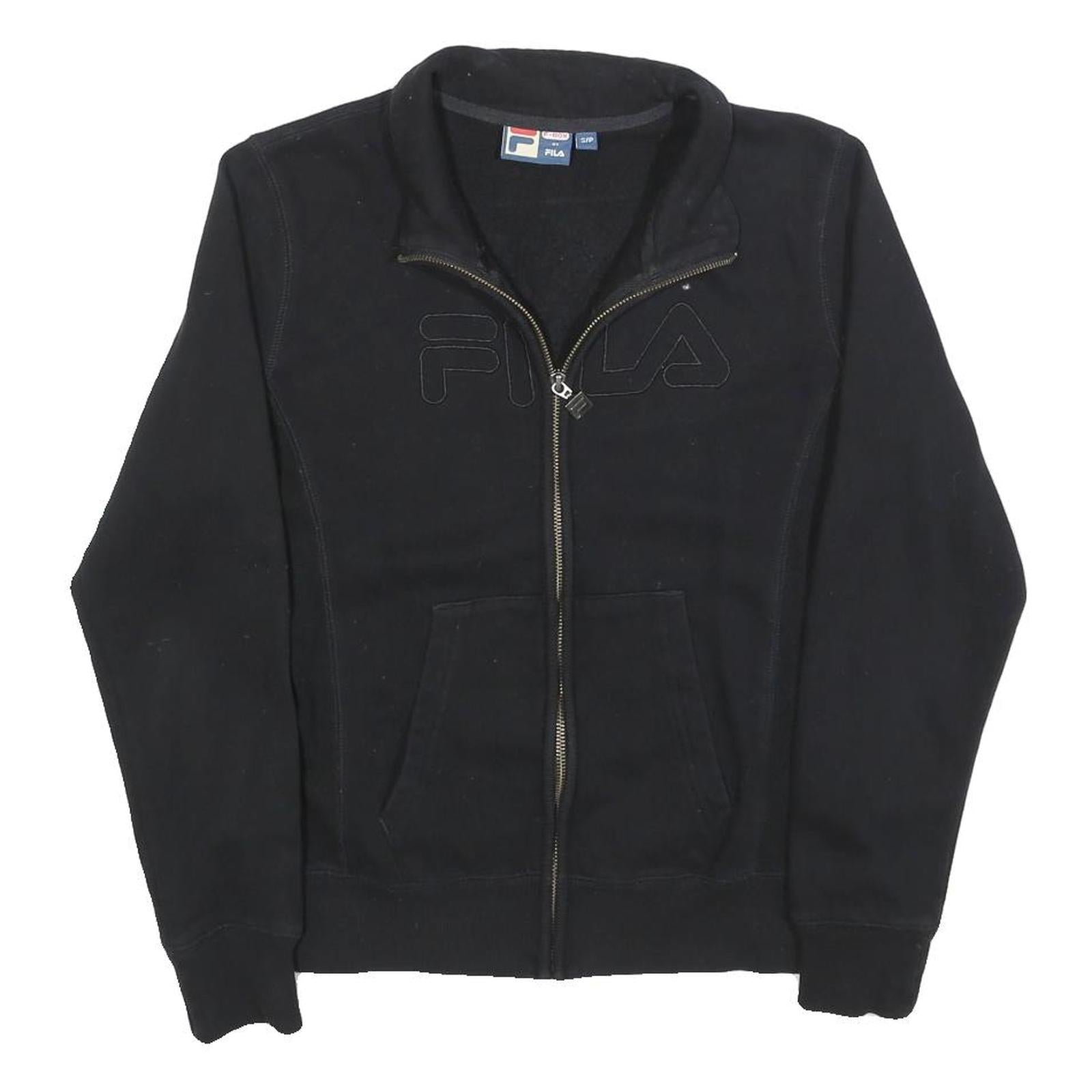 FILA Womens Black Zip Jacket S Cotton Blend Plain Casual Sportswear Sweatshirt Refurbished - N/A refurbished available on Cerqular