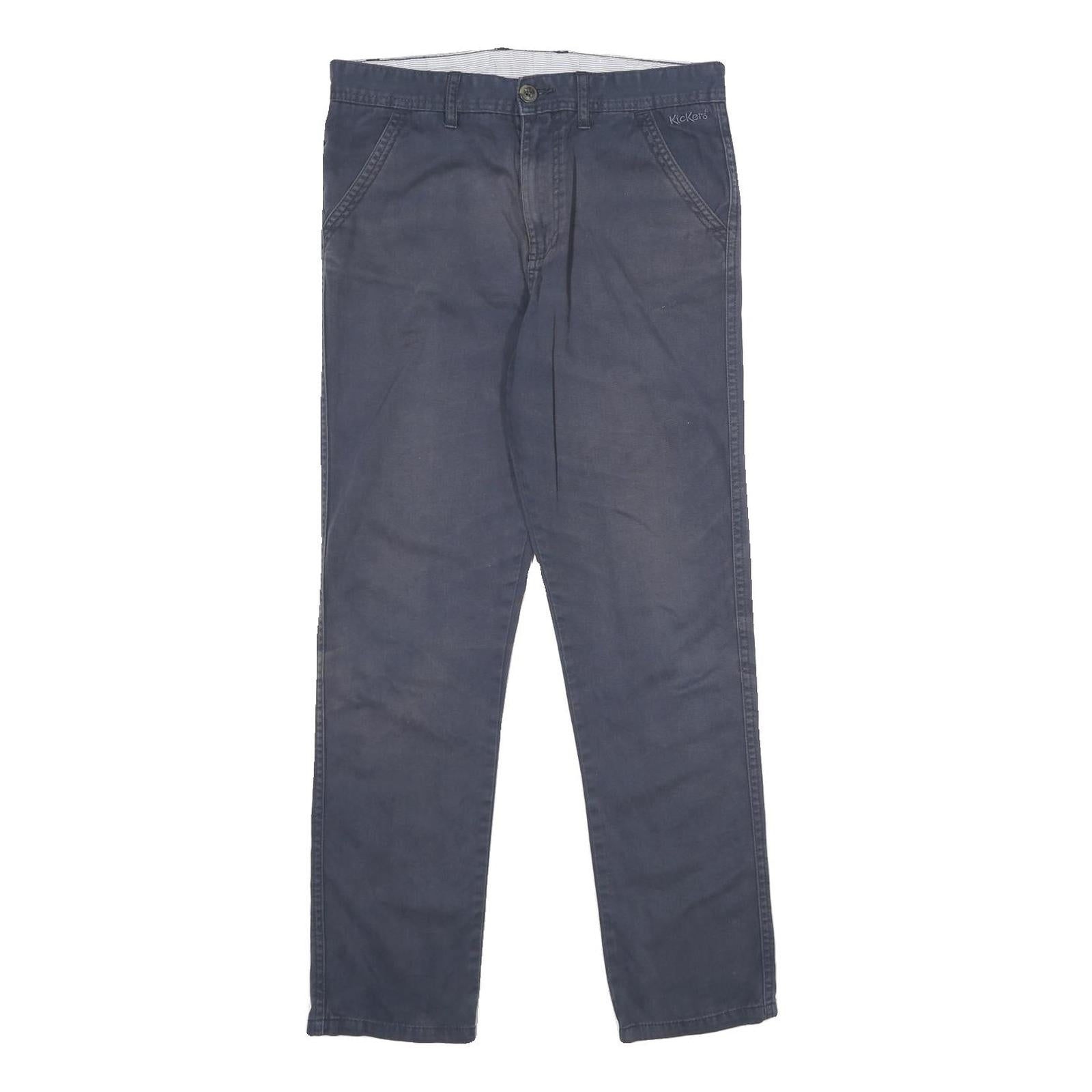 KICKERS Mens Cotton Navy Blue Regular Fit Straight Trousers W30 L28 Casual Zip Refurbished - N/A refurbished available on Cerqular