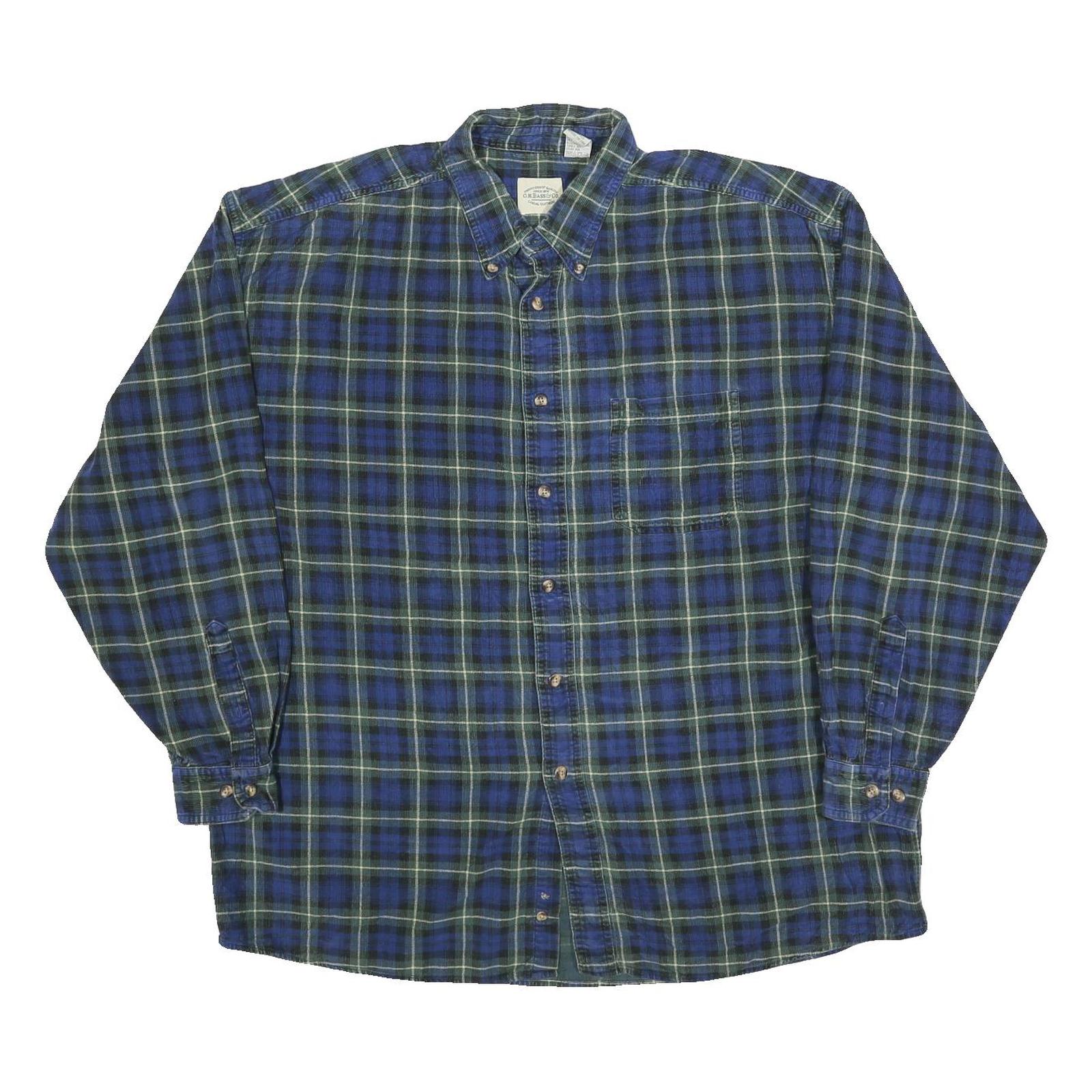 GH BASS & CO Mens Blue Green Plaid Shirt XL Button-Down Long Sleeve Cotton Blend Refurbished - N/A refurbished available on Cerqular