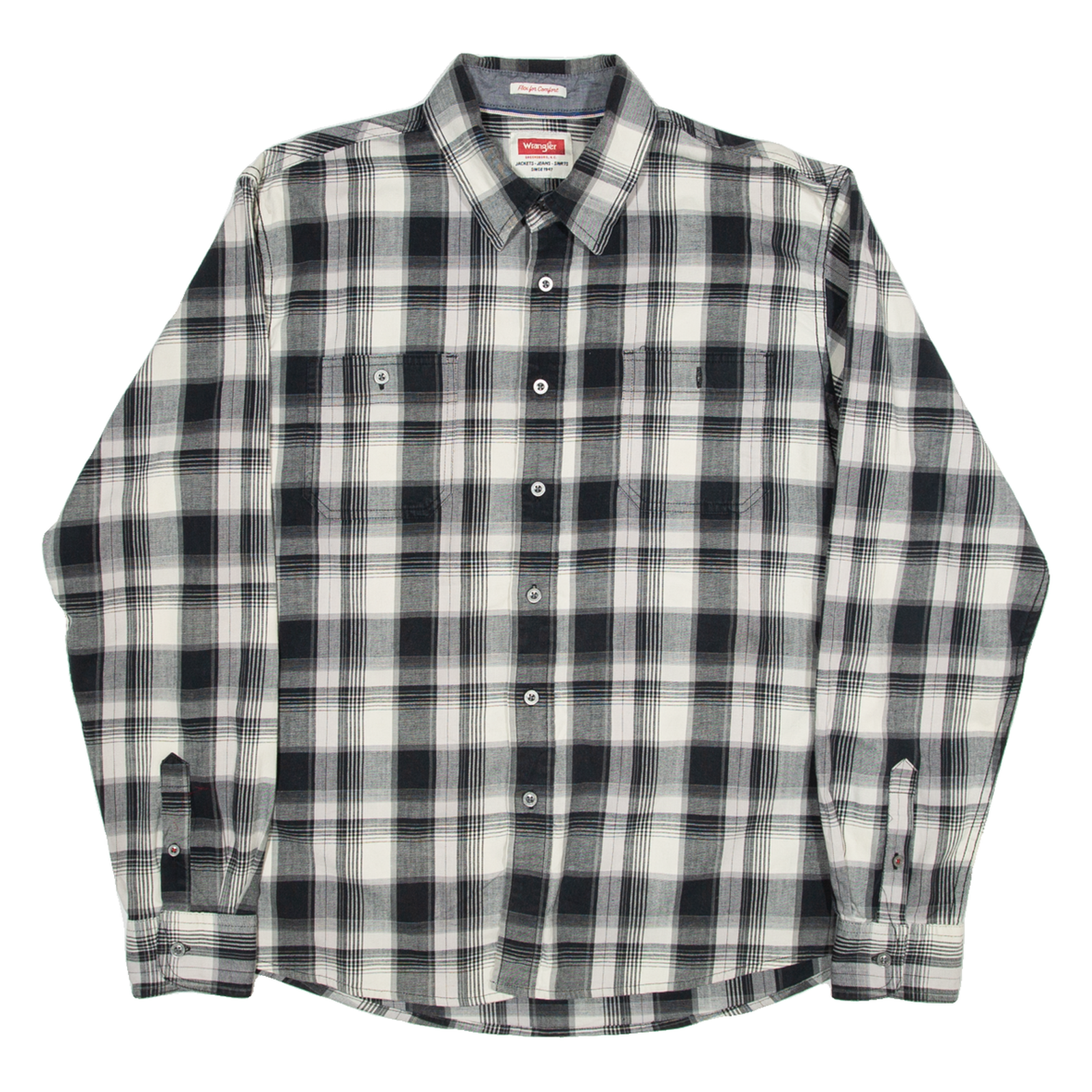 WRANGLER Flex For Comfort Mens Shirt Black Check Long Sleeve L Refurbished - N/A refurbished available on Cerqular