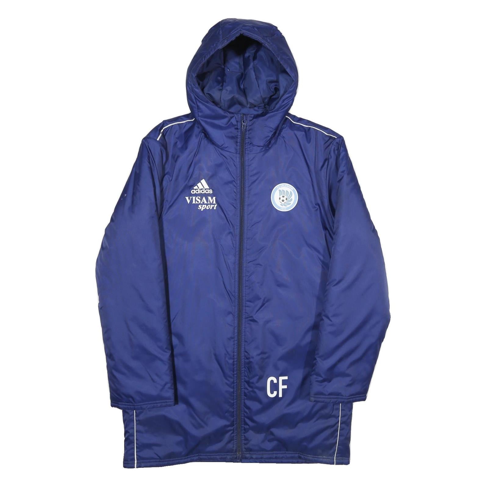 ADIDAS Mens Blue Visam Sport Nylon Zip Up Hooded Jacket S Athletic Plain Refurbished - N/A refurbished available on Cerqular