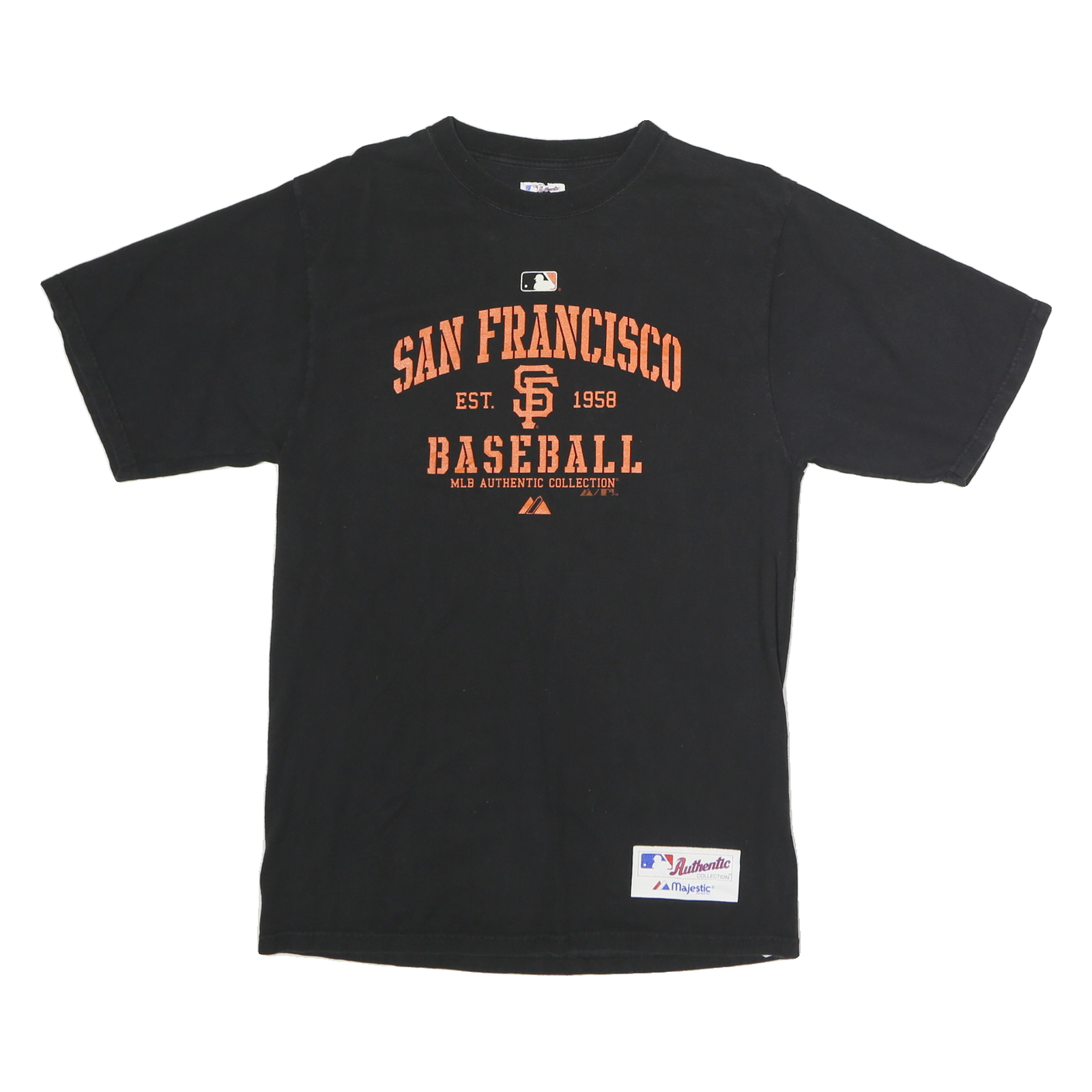 MAJESTIC Mens Black San Francisco Baseball Graphic T-Shirt S Short Sleeve Crew Refurbished - N/A refurbished available on Cerqular