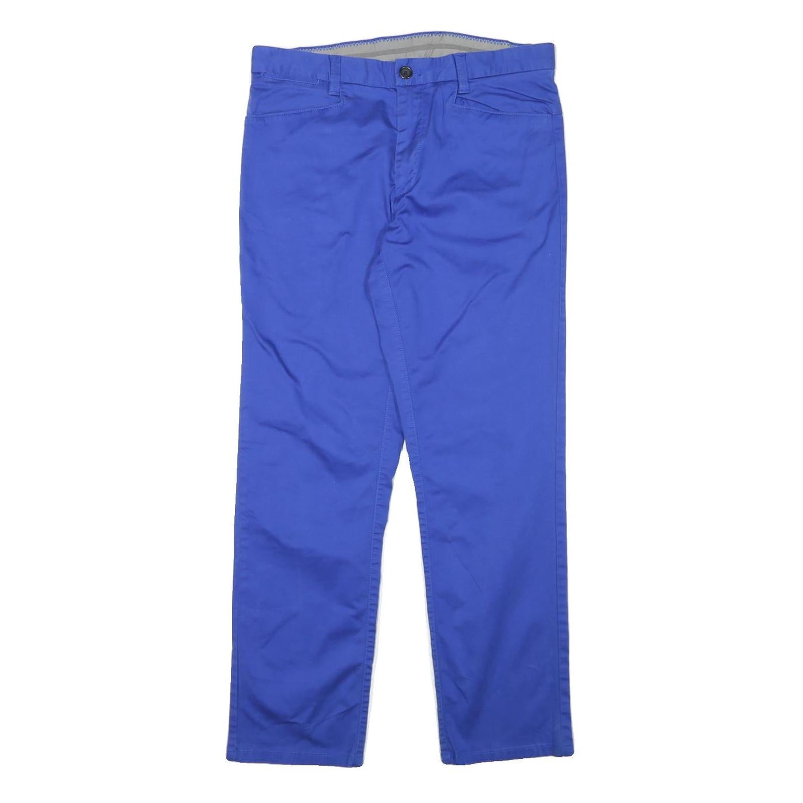 CALVIN KLEIN Womens Cotton Blend Blue Regular Straight Trousers W31 L28 Zip Refurbished - N/A refurbished available on Cerqular