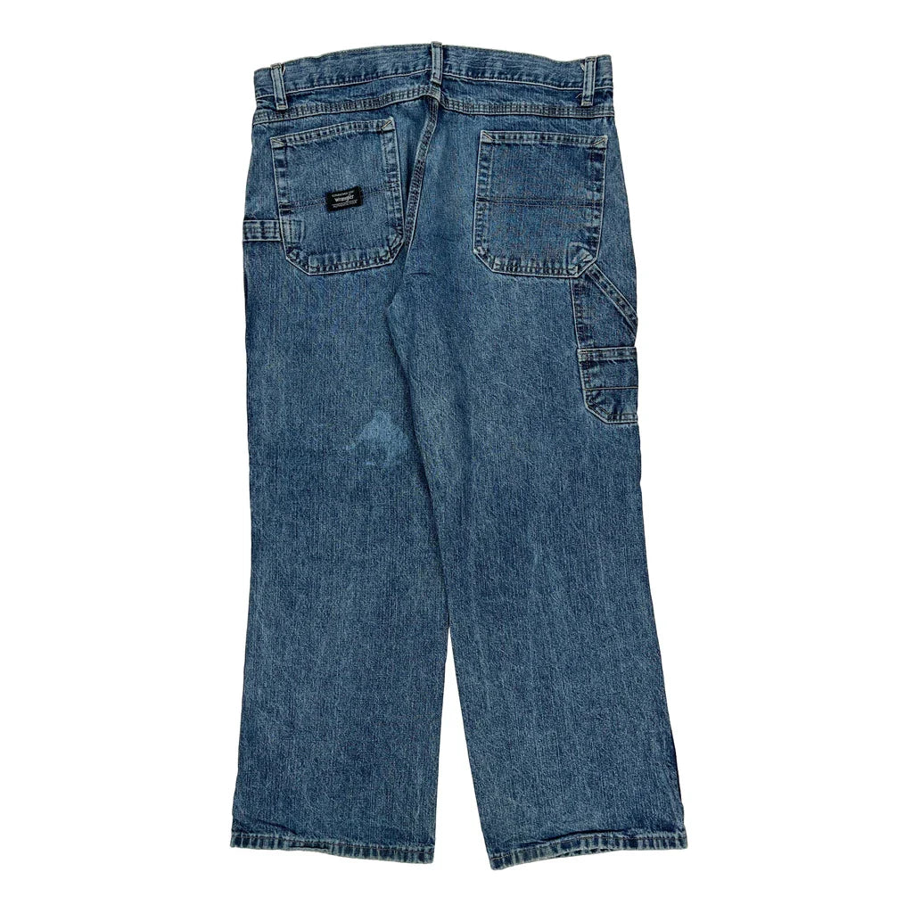 Wrangler Wide Leg Carpenter Jeans - 32W UK 12 Blue Cotton Refurbished - Thrifted (note: this is a term often used to describe second- refurbished available on Cerqular