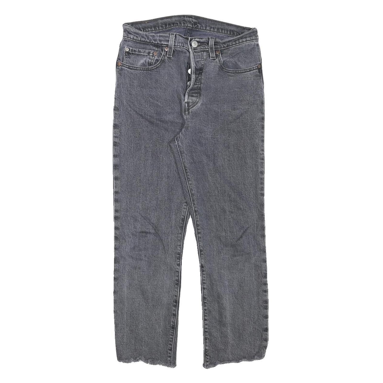 LEVI'S 501 Womens Jeans Grey Regular Straight Denim Raw W28 L25 Button Closure Refurbished - N/A refurbished available on Cerqular