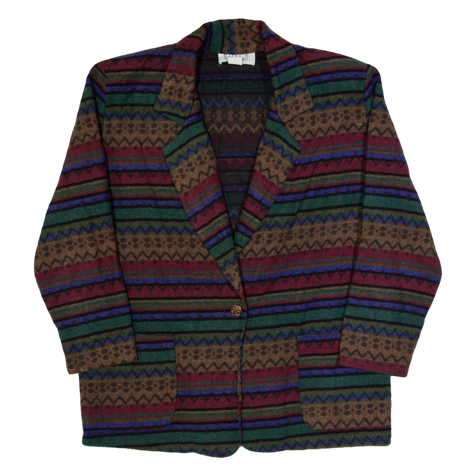 ROYCE Womens Blazer Jacket Red 90s Striped M Refurbished - N/A refurbished available on Cerqular