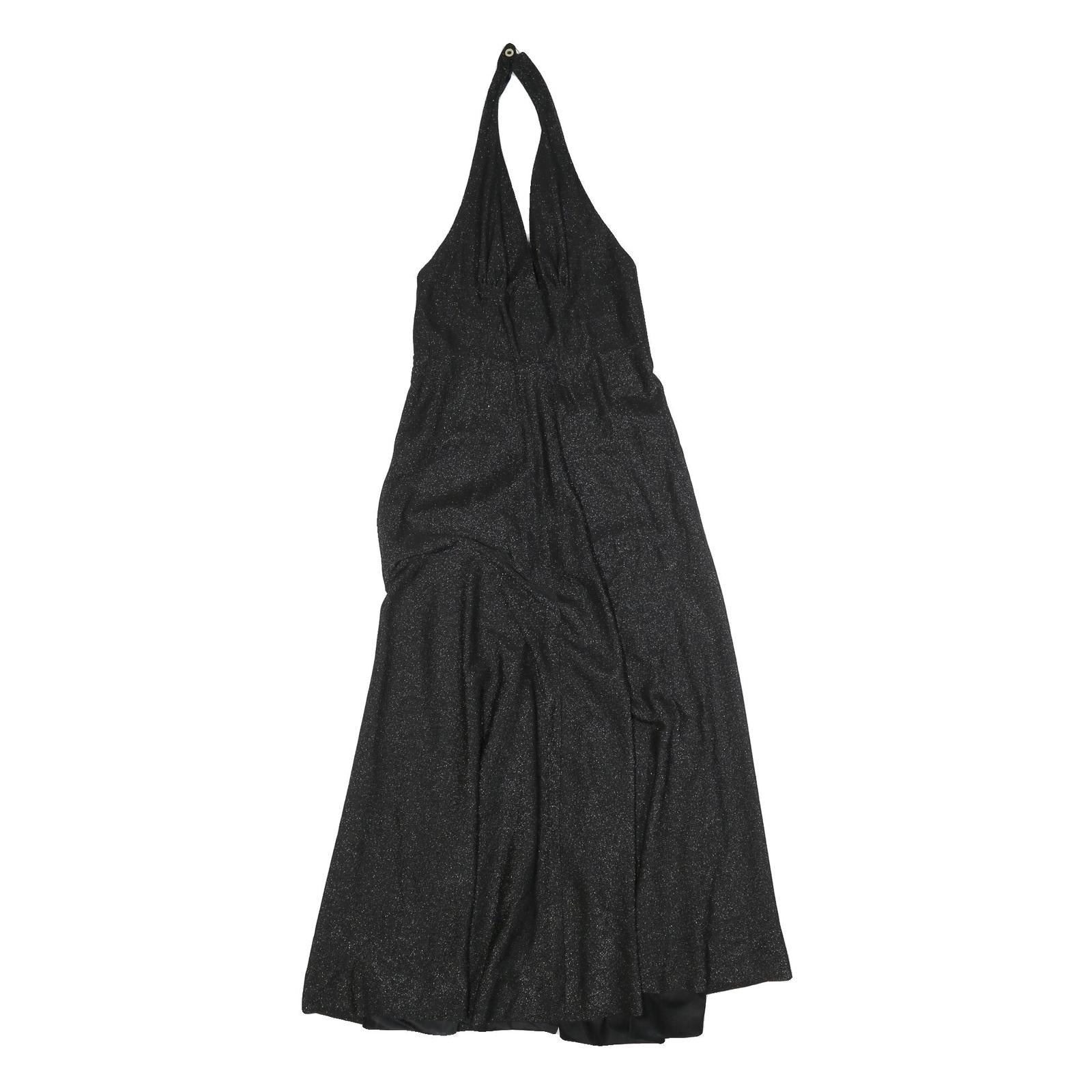 VICKY VALERE Womens Black Sparkle Halter Midi Dress Polyester Blend XS Elegant Refurbished - N/A refurbished available on Cerqular