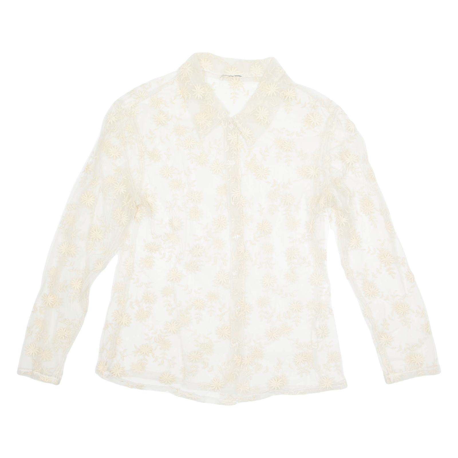 Sheer Womens Shirt White Long Sleeve Floral S Refurbished - N/A refurbished available on Cerqular