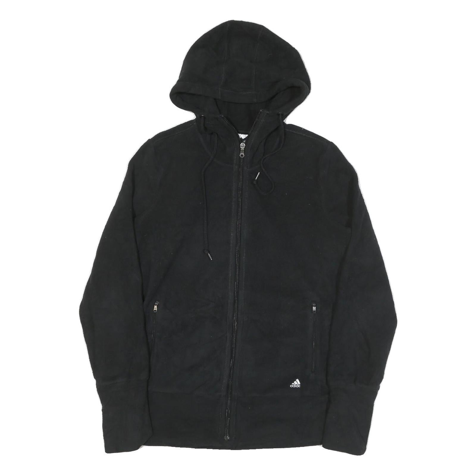 ADIDAS Womens Black Hoodie Jacket L Polyester Blend Plain Zip Casual Sportswear Refurbished - N/A refurbished available on Cerqular