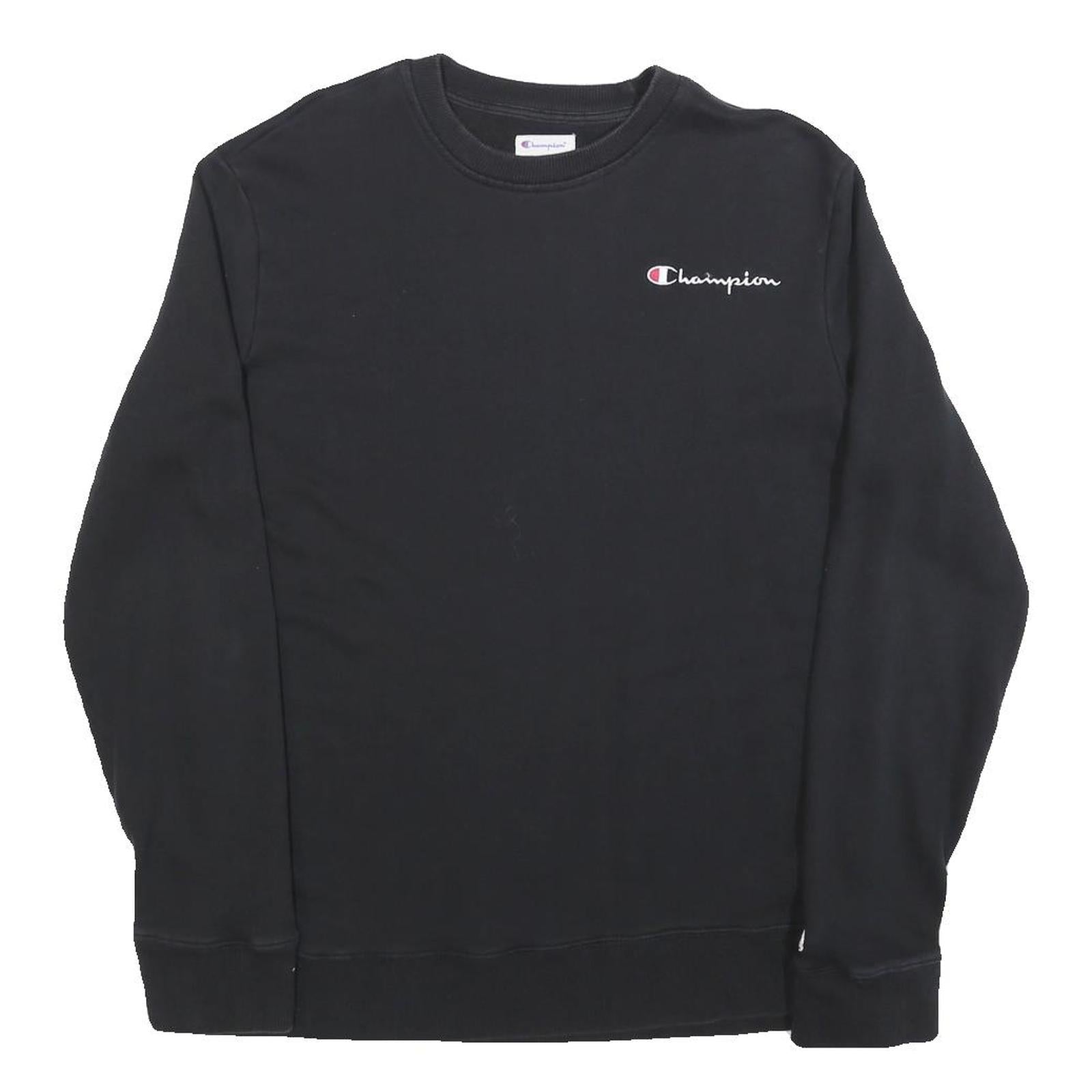 Buy CHAMPION Mens Black Cotton Blend Crew Neck S Logo Embroidered Sweatshirt Refurbished - $33.79 CHAMPION Mens Black Cotton Blend Crew Neck S Logo Embroidered Sweatshirt Refurbished - N/A refurbished available on Cerqular