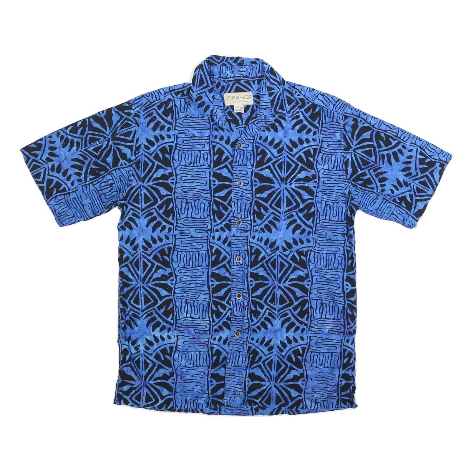 JOHARI WEST Mens Blue & Black Patterned Shirt M Cotton Blend Casual Summer Refurbished - N/A refurbished available on Cerqular