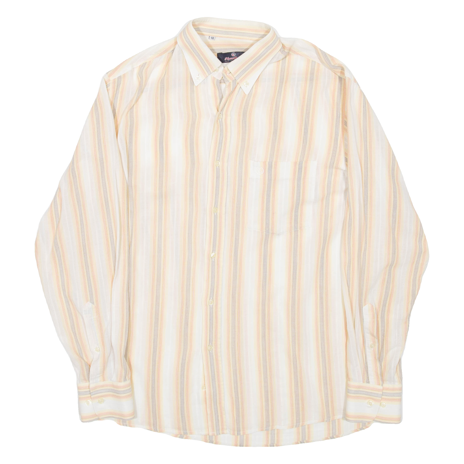 NOVA ONDA Mens Shirt Beige Striped Long Sleeve M Refurbished - N/A refurbished available on Cerqular