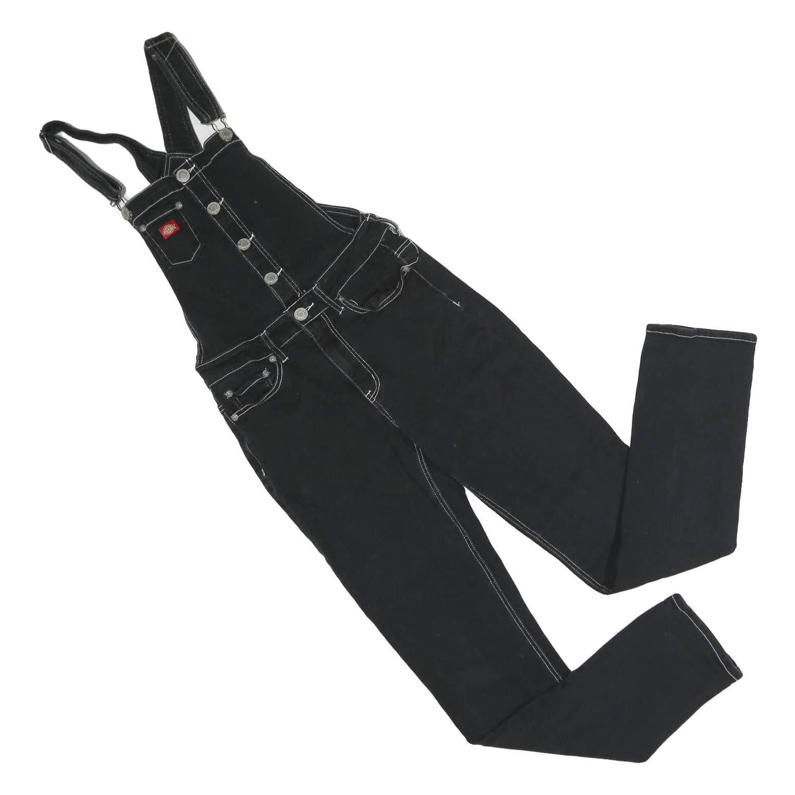 DICKIES Womens Black Cotton Blend Denim Dungarees S W28 L30 Workwear Refurbished - N/A refurbished available on Cerqular