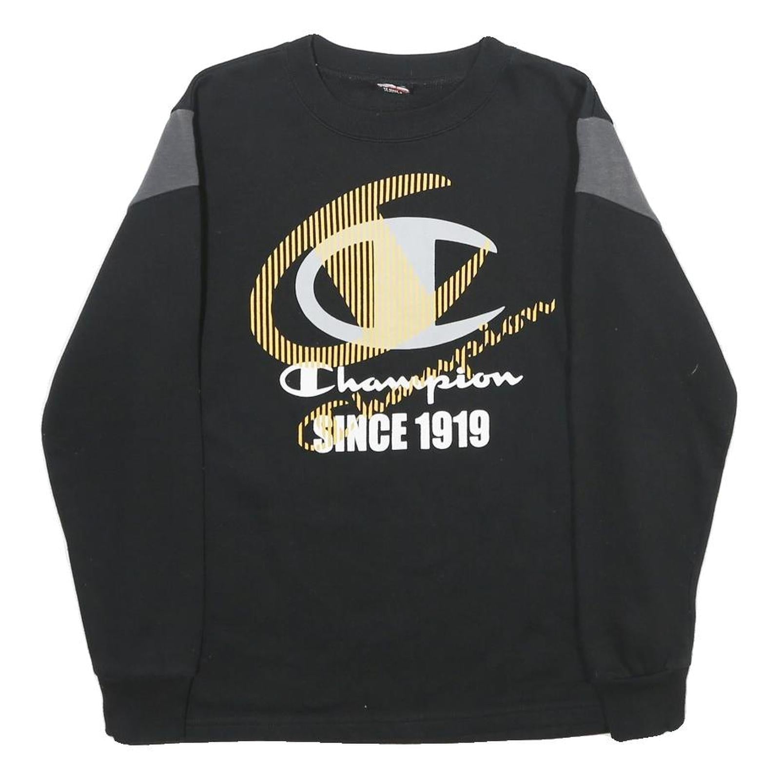 CHAMPION Mens Black & Grey Crew Neck XS Sweatshirt Cotton Blend Long Sleeve Refurbished - N/A refurbished available on Cerqular