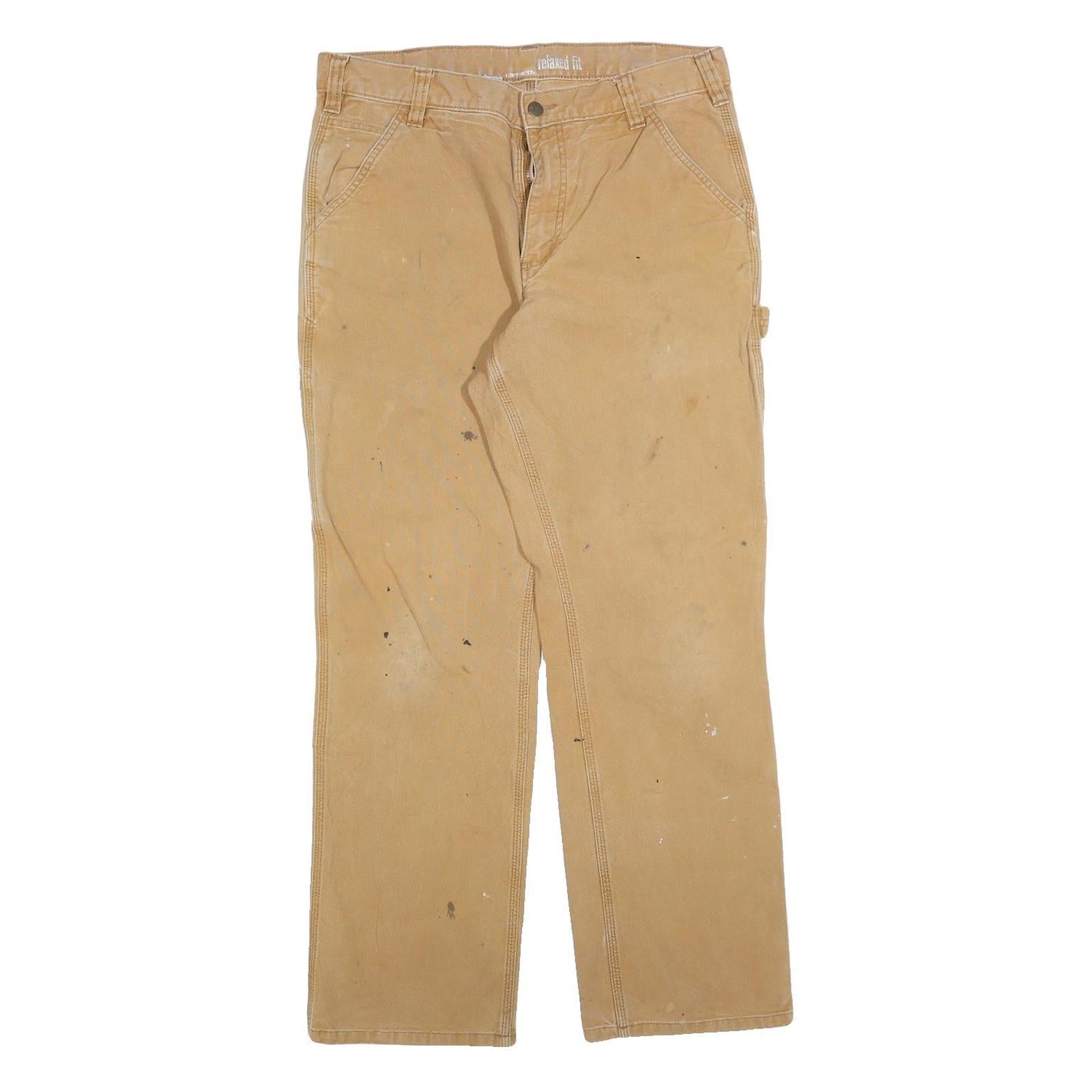 CARHARTT Mens Relaxed Fit Cotton Blend Beige Workwear Trousers W34 L32 Refurbished - N/A refurbished available on Cerqular