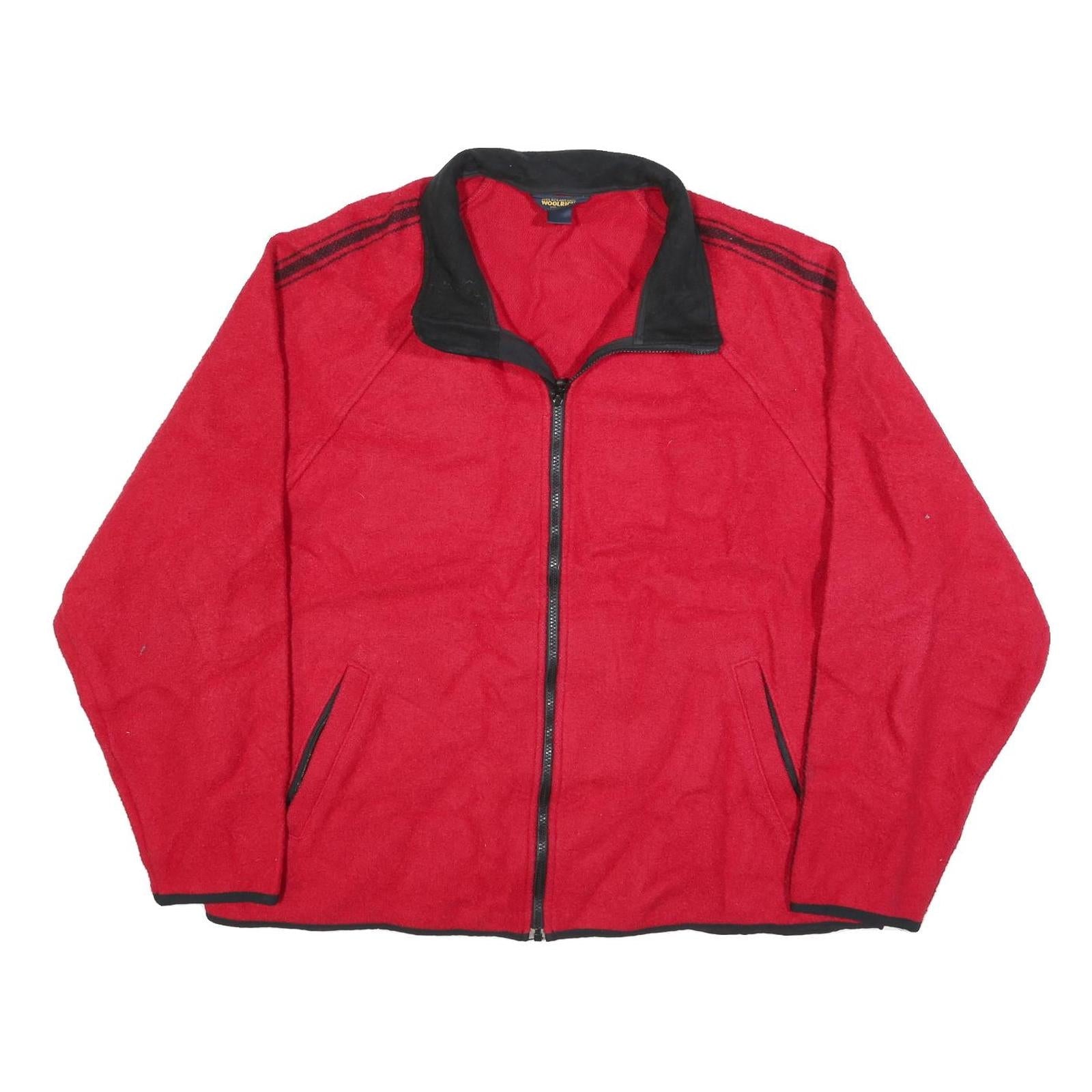 WOOLRICH Mens Red Black Zip Jacket XL Fleece Classic Comfortable Warm Outerwear Refurbished - N/A refurbished available on Cerqular