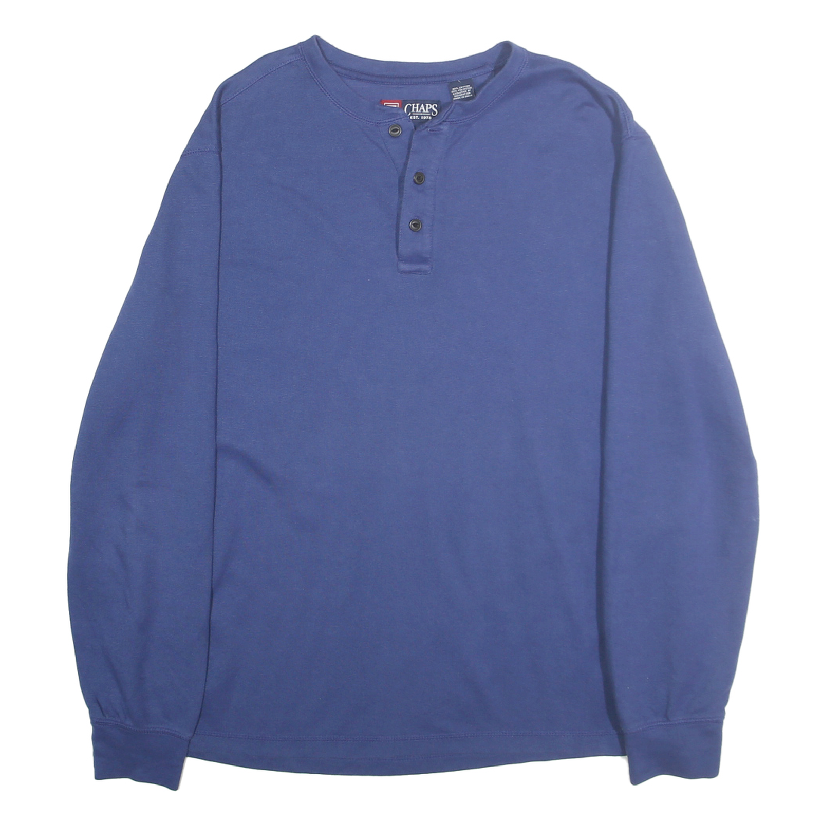 CHAPS Mens Blue Henley Neck L Cotton Blend Pullover Sweatshirt Casual Refurbished - N/A refurbished available on Cerqular