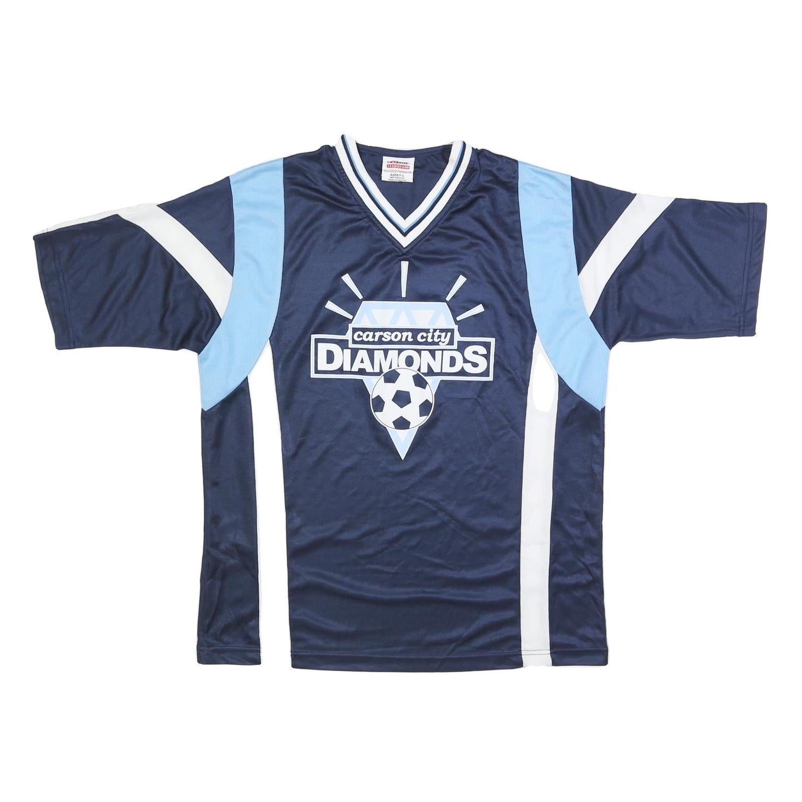 CHALLENGER Mens Blue & White Graphic T-Shirt L Short Sleeve V-Neck Sports Style Refurbished - N/A refurbished available on Cerqular