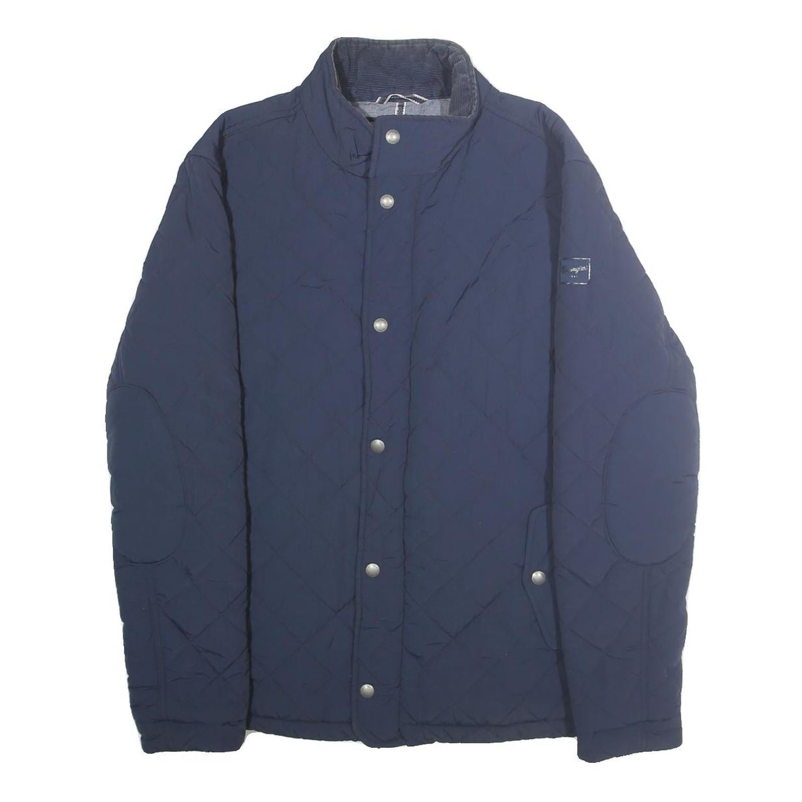 WRANGLER Mens Blue Quilted Jacket XL Polyamide Zip Casual Lightweight Outerwear Refurbished - N/A refurbished available on Cerqular