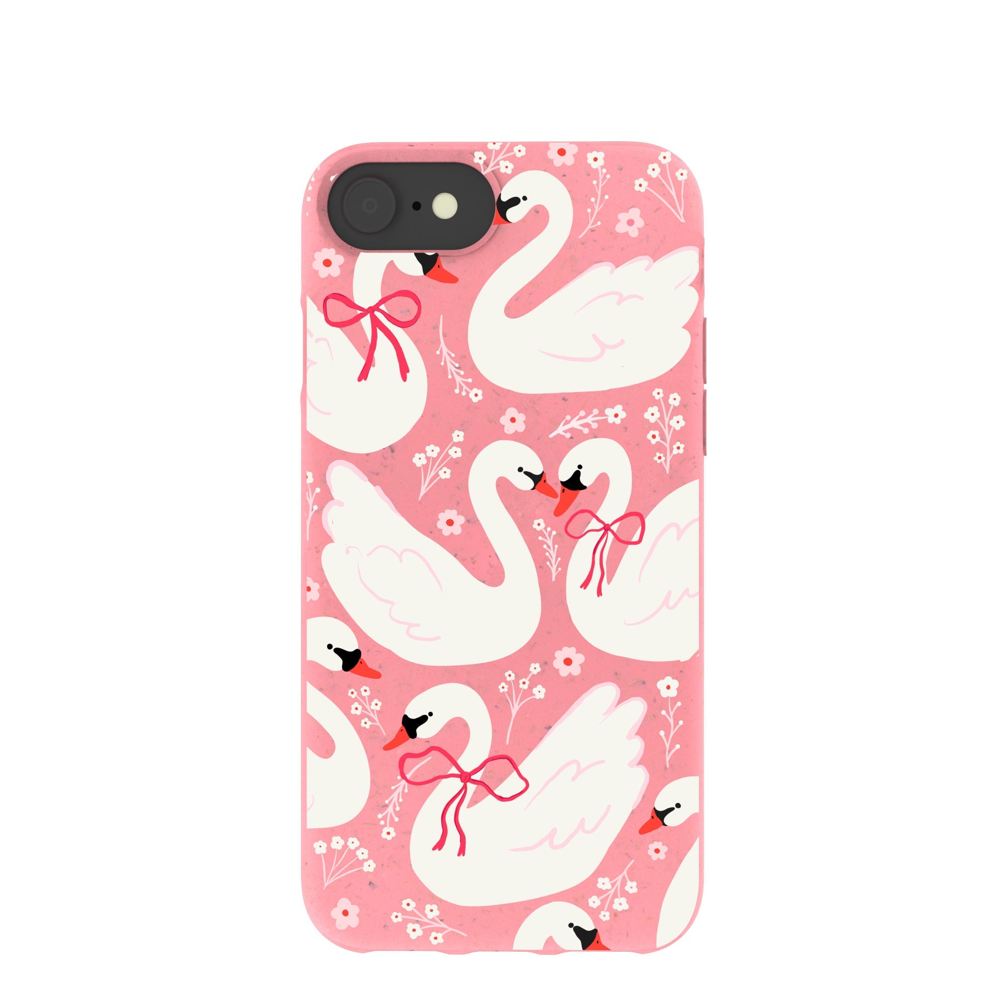 Bubblegum Pink Swan Garden iPhone 6/6s/7/8/SE Case Refurbished - Pela Case refurbished available on Cerqular
