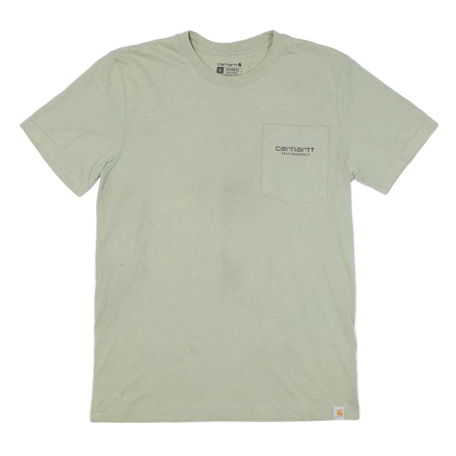 CARHARTT Mens Green Pocket T-Shirt S Short Sleeve Crew Neck Logo Graphic Refurbished - N/A refurbished available on Cerqular