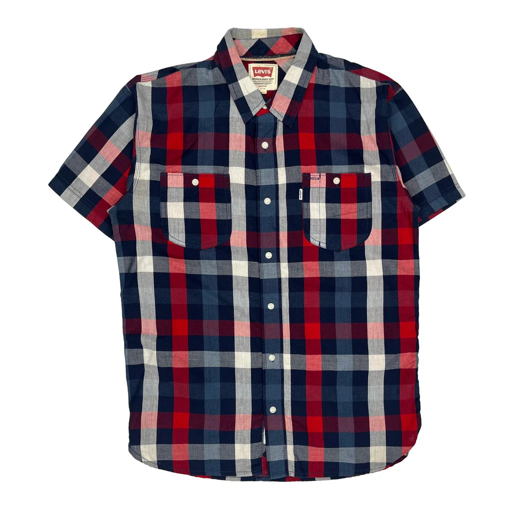 Levis Checked Short Sleeve Shirt - Medium Multicoloured Cotton Refurbished - Thrifted (note: this is a term often used to describe second- refurbished available on Cerqular
