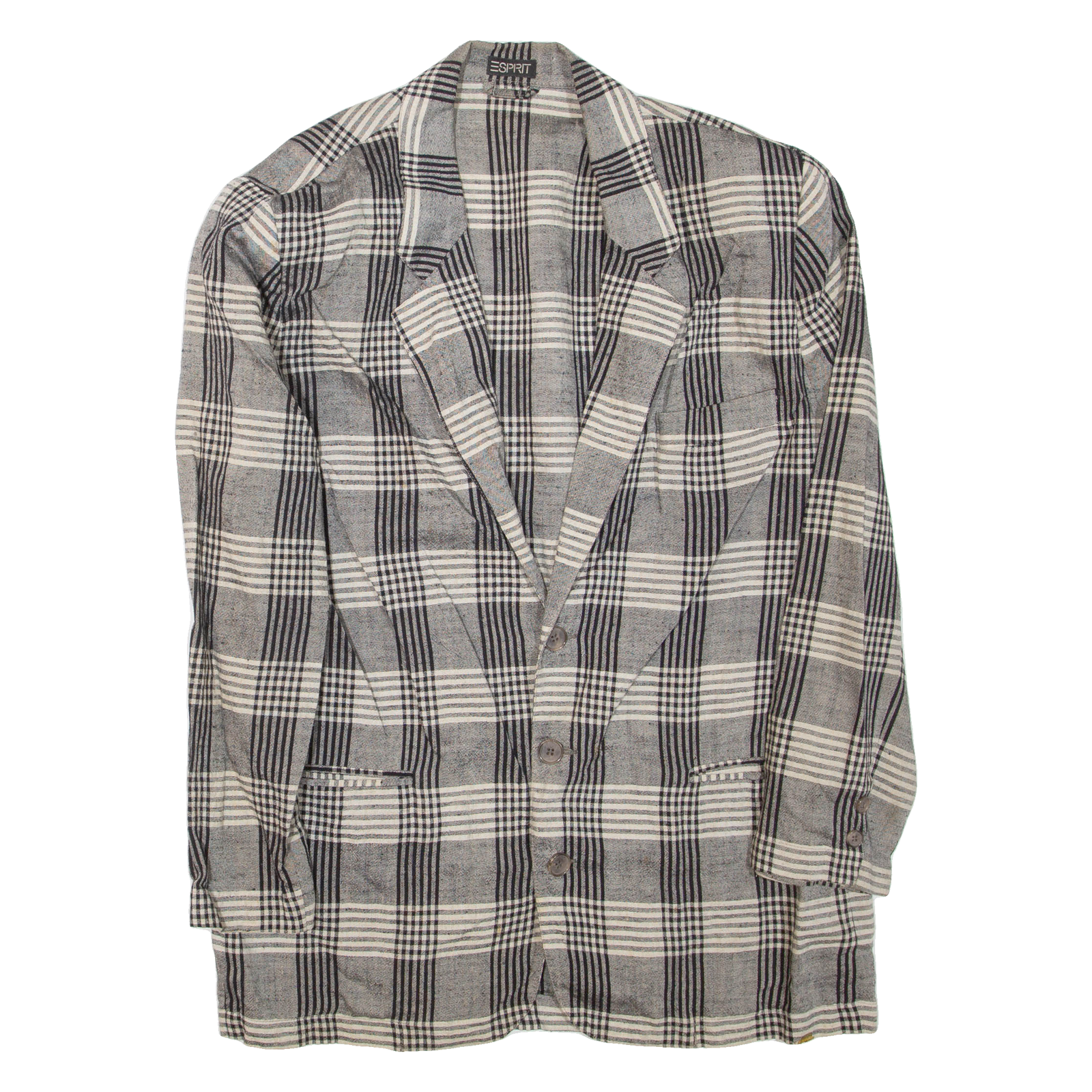 ESPRIT Mens Blazer Jacket Grey Check L Refurbished - N/A refurbished available on Cerqular