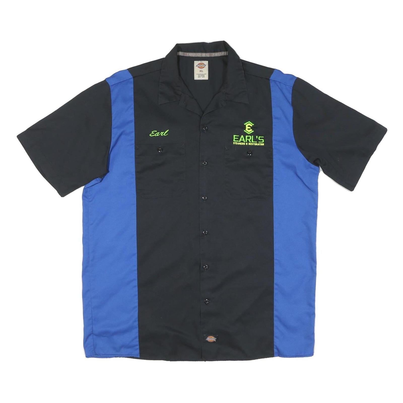 DICKIES Mens Black & Blue Work Shirt XL Cotton Blend Button Front Utility Refurbished - N/A refurbished available on Cerqular