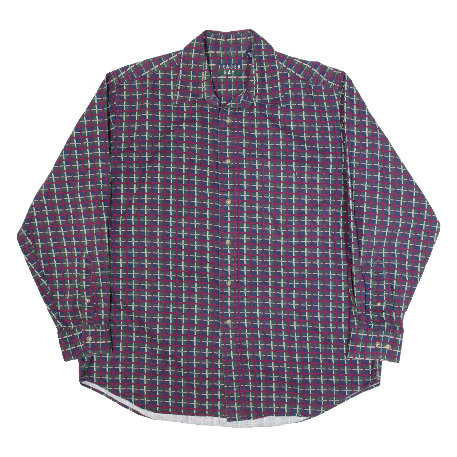 TRADER BAY Mens Shirt Red 90s Check Long Sleeve L Refurbished - N/A refurbished available on Cerqular