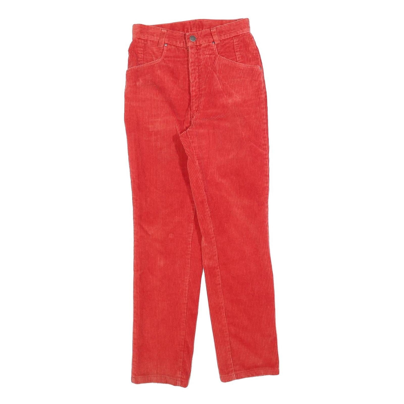 Womens Cotton Blend Slim Red Corduroy Trousers W25 L28 Zip Closure Stylish Refurbished - N/A refurbished available on Cerqular