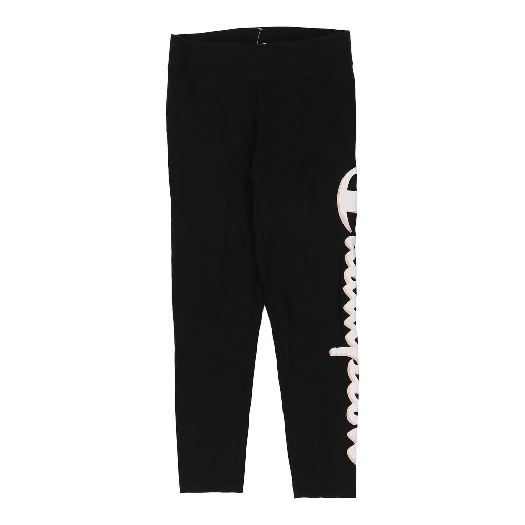 Champion Spellout Leggings - Small Black Cotton Refurbished - Thrifted (note: this is a term often used to describe second- refurbished available on Cerqular