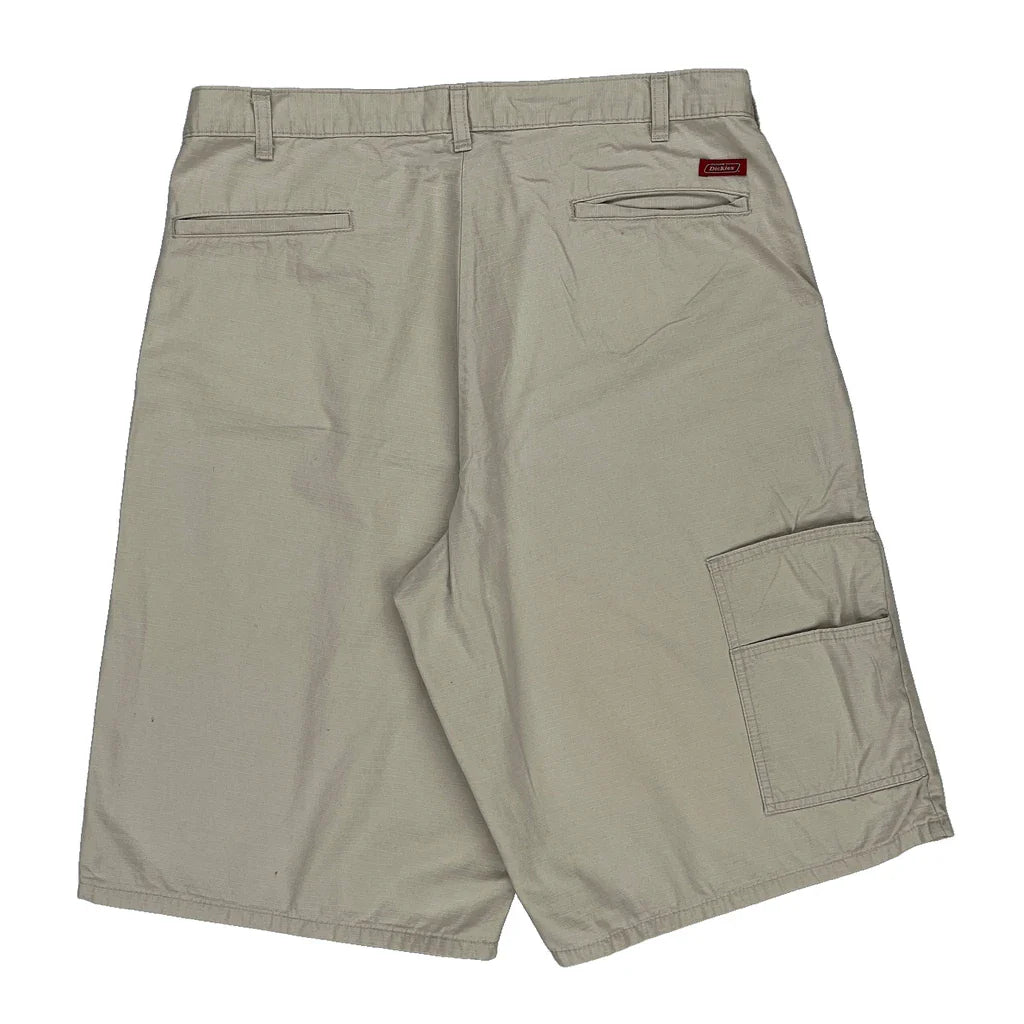 Dickies Shorts - 36W 13L Beige Cotton Refurbished - Thrifted (note: this is a term often used to describe second- refurbished available on Cerqular