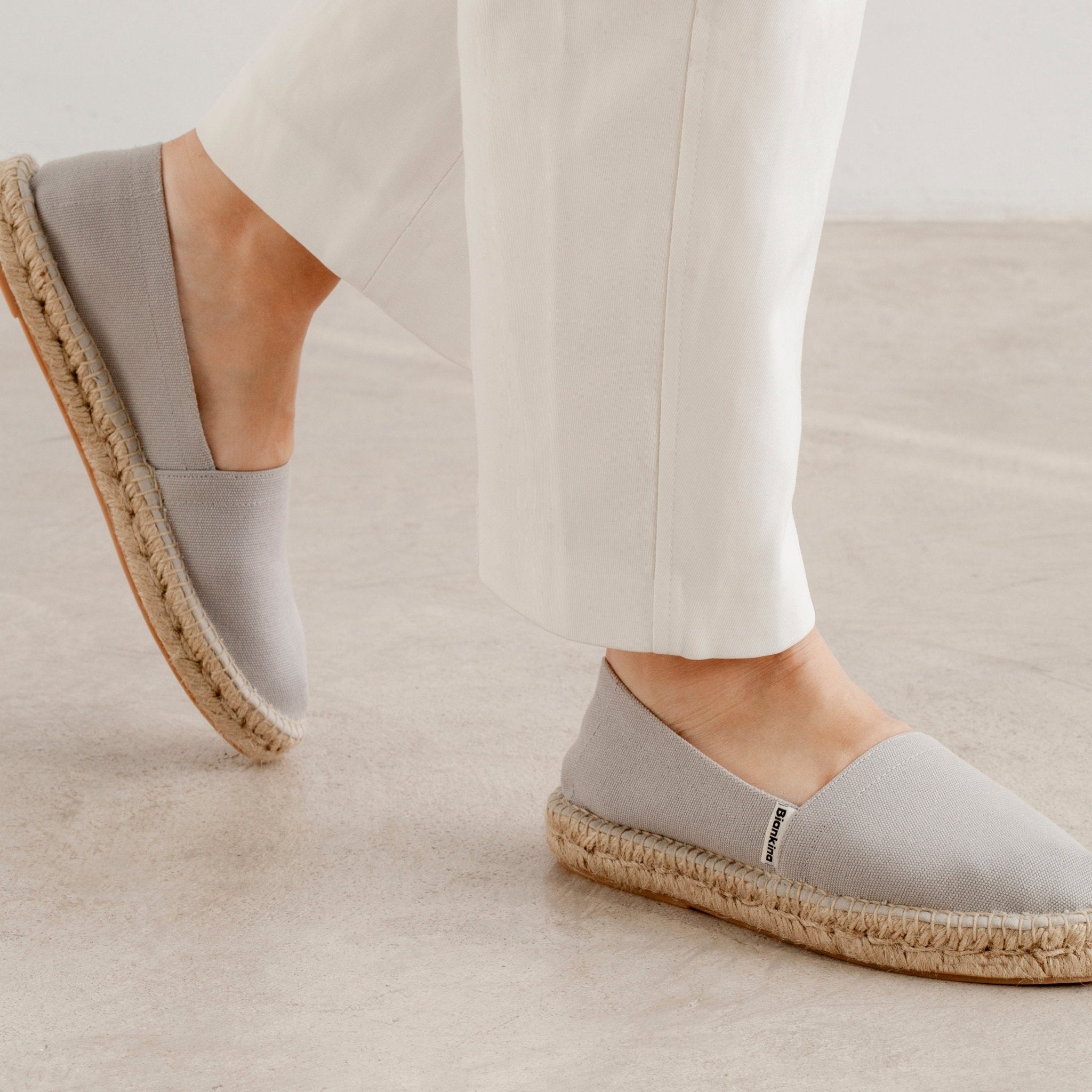 Mila Sustainable, Eco Friendly, Vegan Canvas Espadrille Flats - Grey | Size: 9.5 US (41EU) | Color: Grey Refurbished - N/A refurbished available on Cerqular