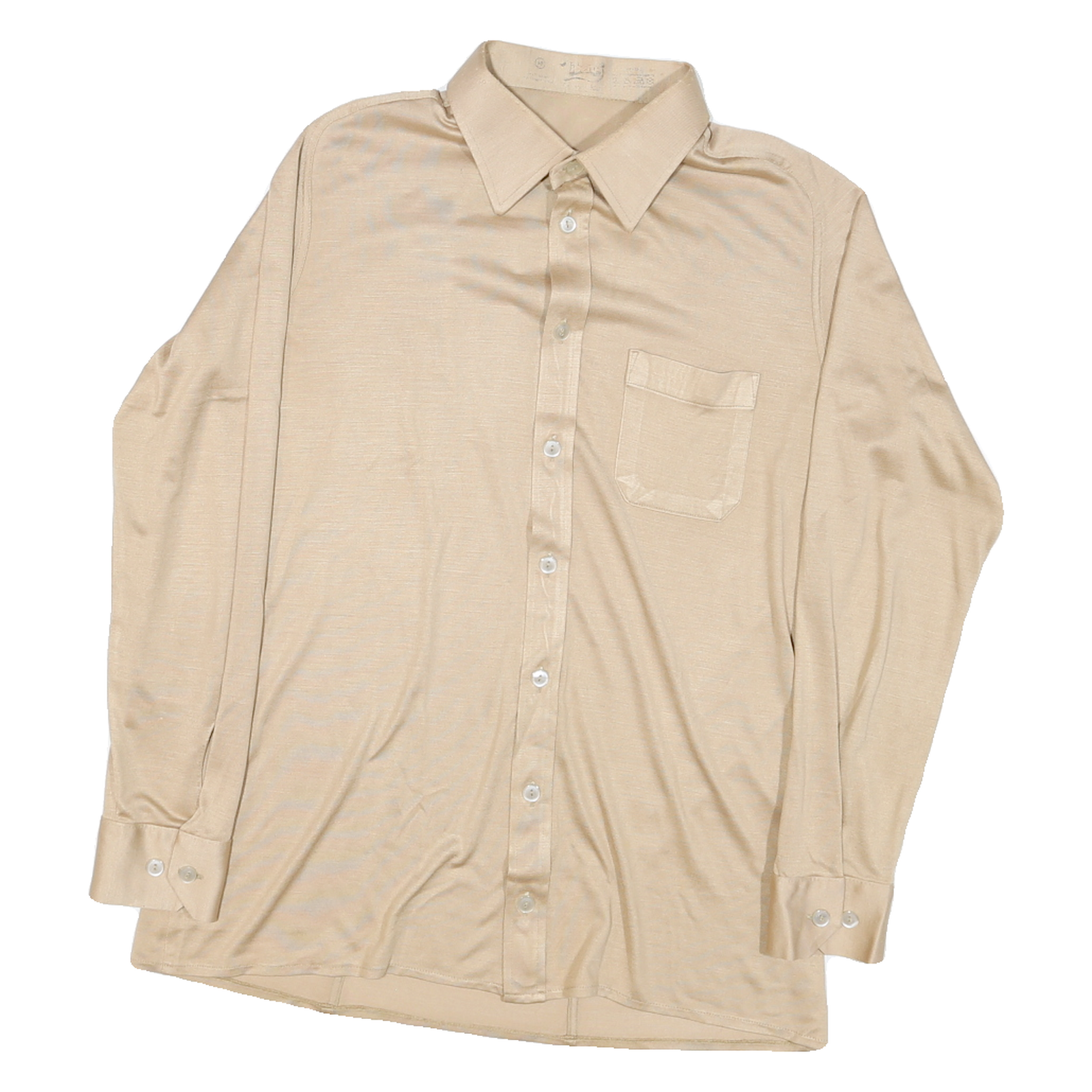 LIBERO Womens Beige Shirt S Cotton Blend Button Down Long Sleeve Classic Refurbished - N/A refurbished available on Cerqular