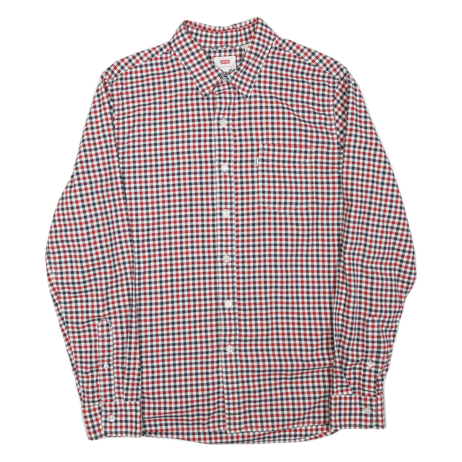 LEVI'S Mens Red & Blue Checked Cotton Blend Shirt M Classic Casual Button-Up Refurbished - N/A refurbished available on Cerqular