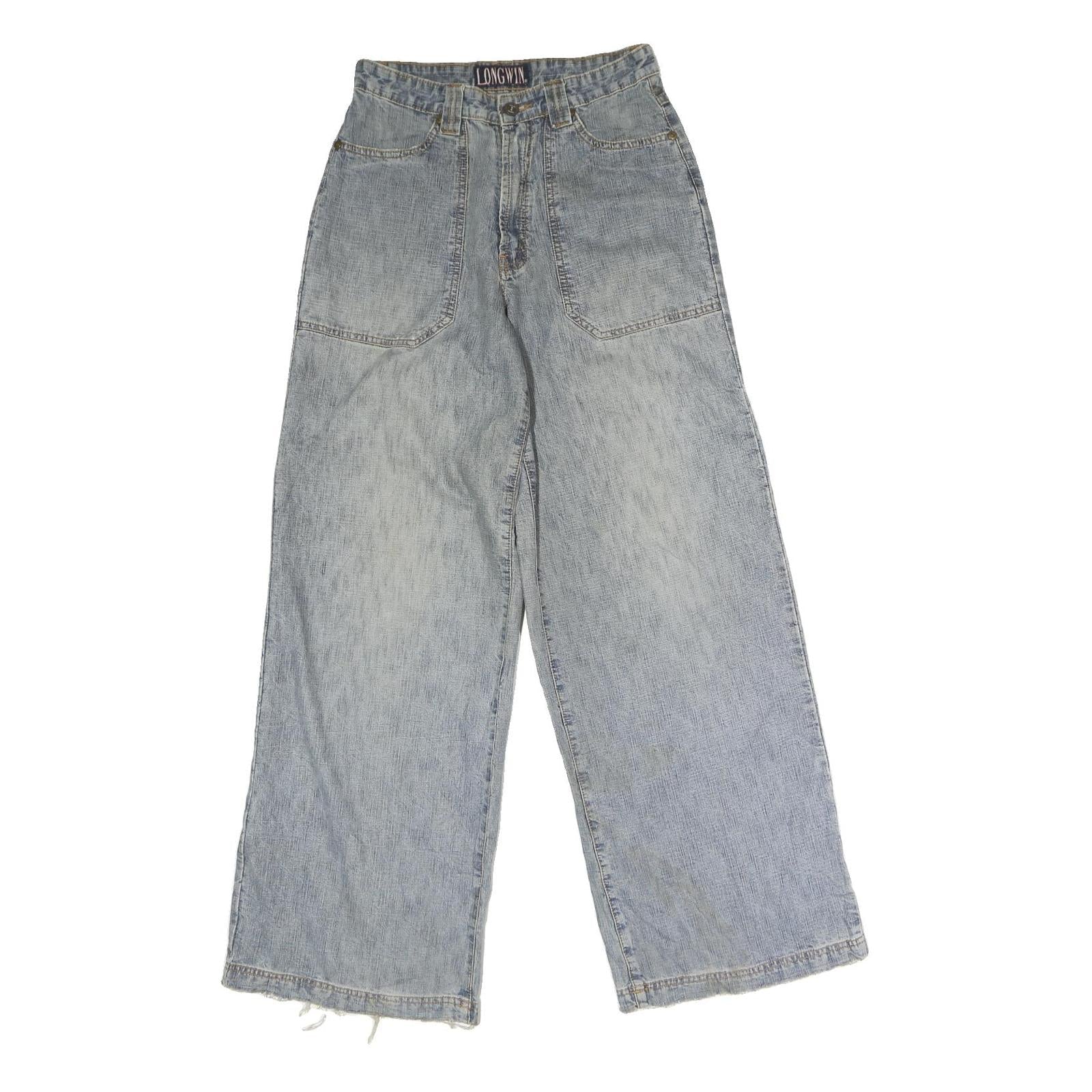 LONGWIN Womens Regular Fit Wide-Leg Denim Stone Wash Jeans W26 L31 Vintage Style Refurbished - N/A refurbished available on Cerqular