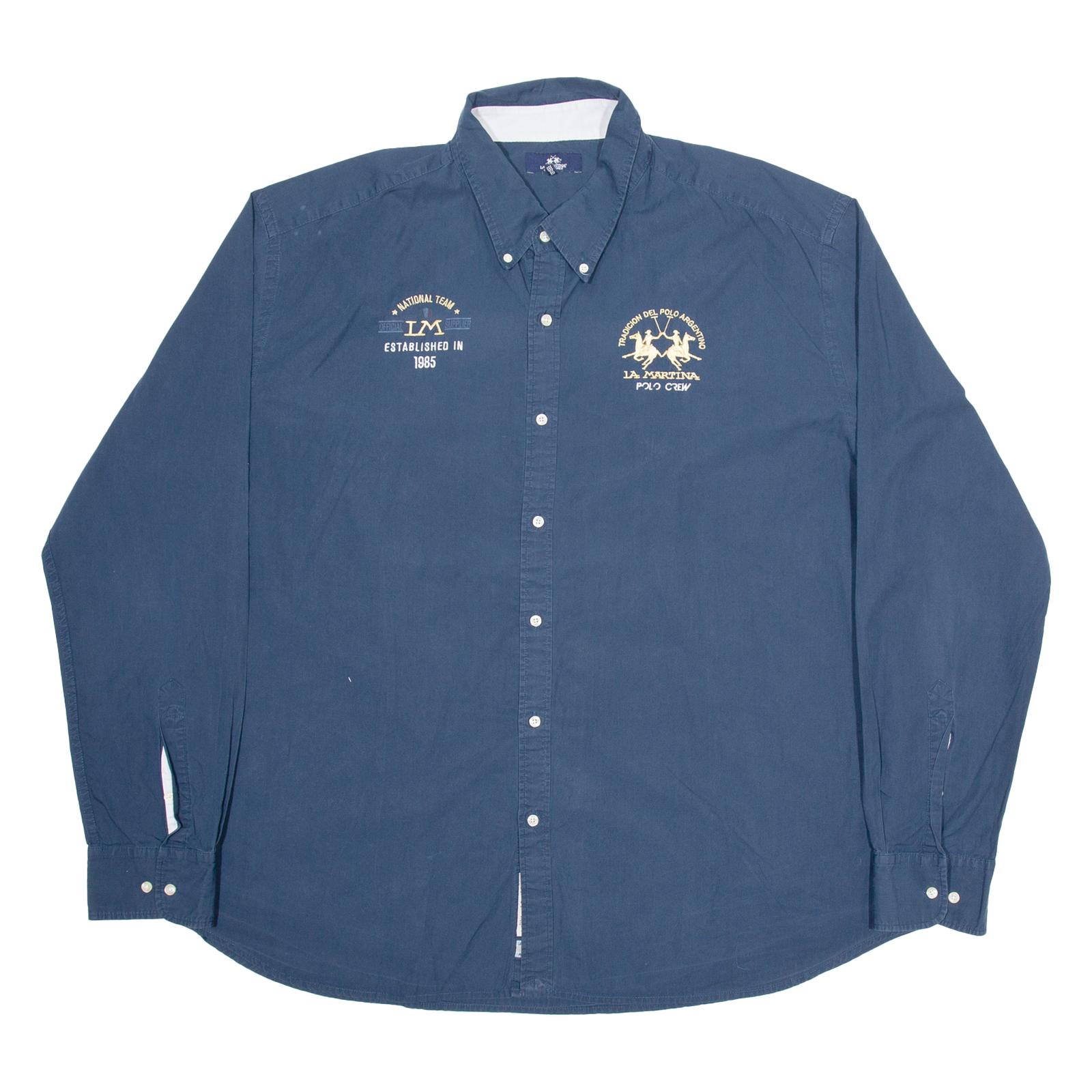 LA MARTINA Mens Plain Shirt Blue Long Sleeve 4XL Refurbished - N/A refurbished available on Cerqular